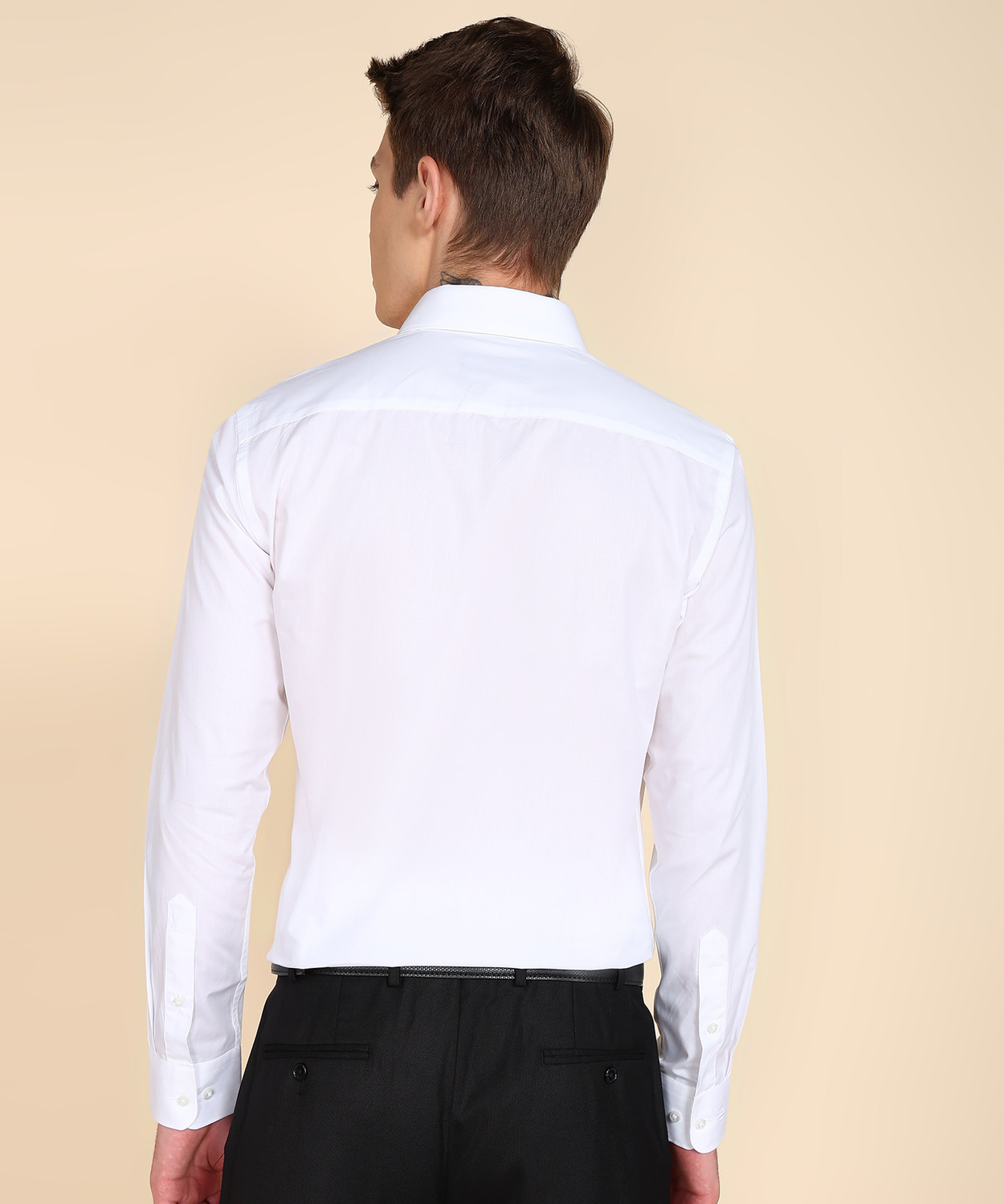 Image of Raymond Men Regular Fit Solid Cut Away Collar Formal Shirt