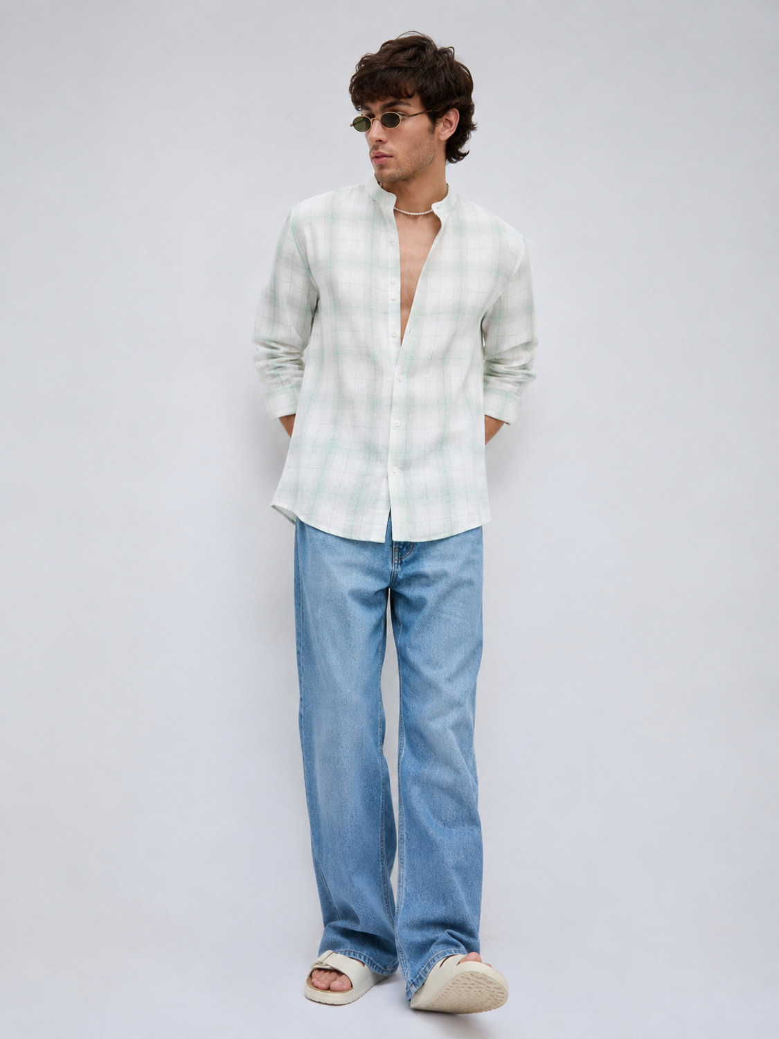 Image of S-LINE Men Regular Fit Checkered Spread Collar Casual Shirt