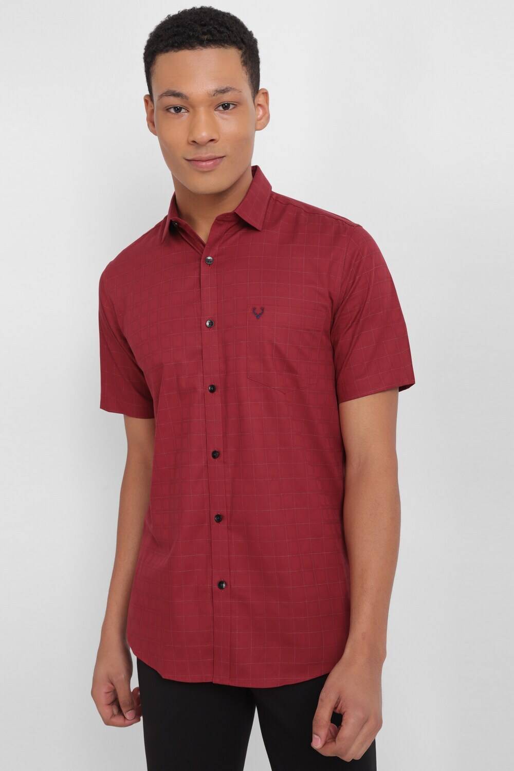 Allen Solly Men Checkered Formal Red, White Shirt