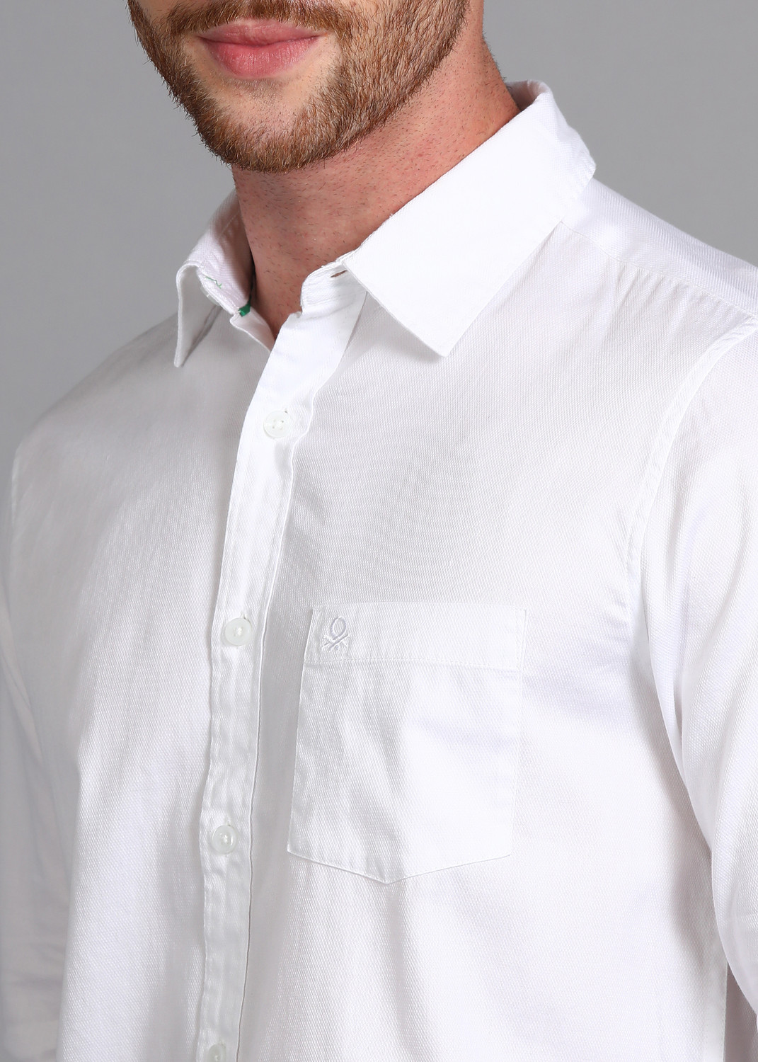 Image of United Colors of Benetton Men Solid Casual White Shirt