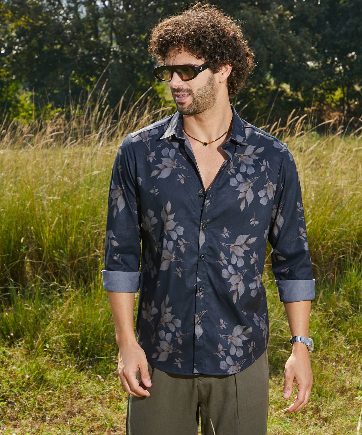 CAHOOT Men Printed Casual Blue Shirt