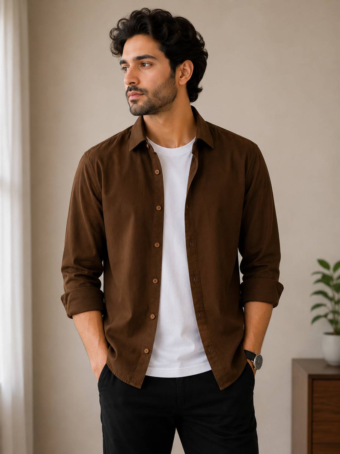 TorontoCN Men Brown Casual Shirt - Image 3