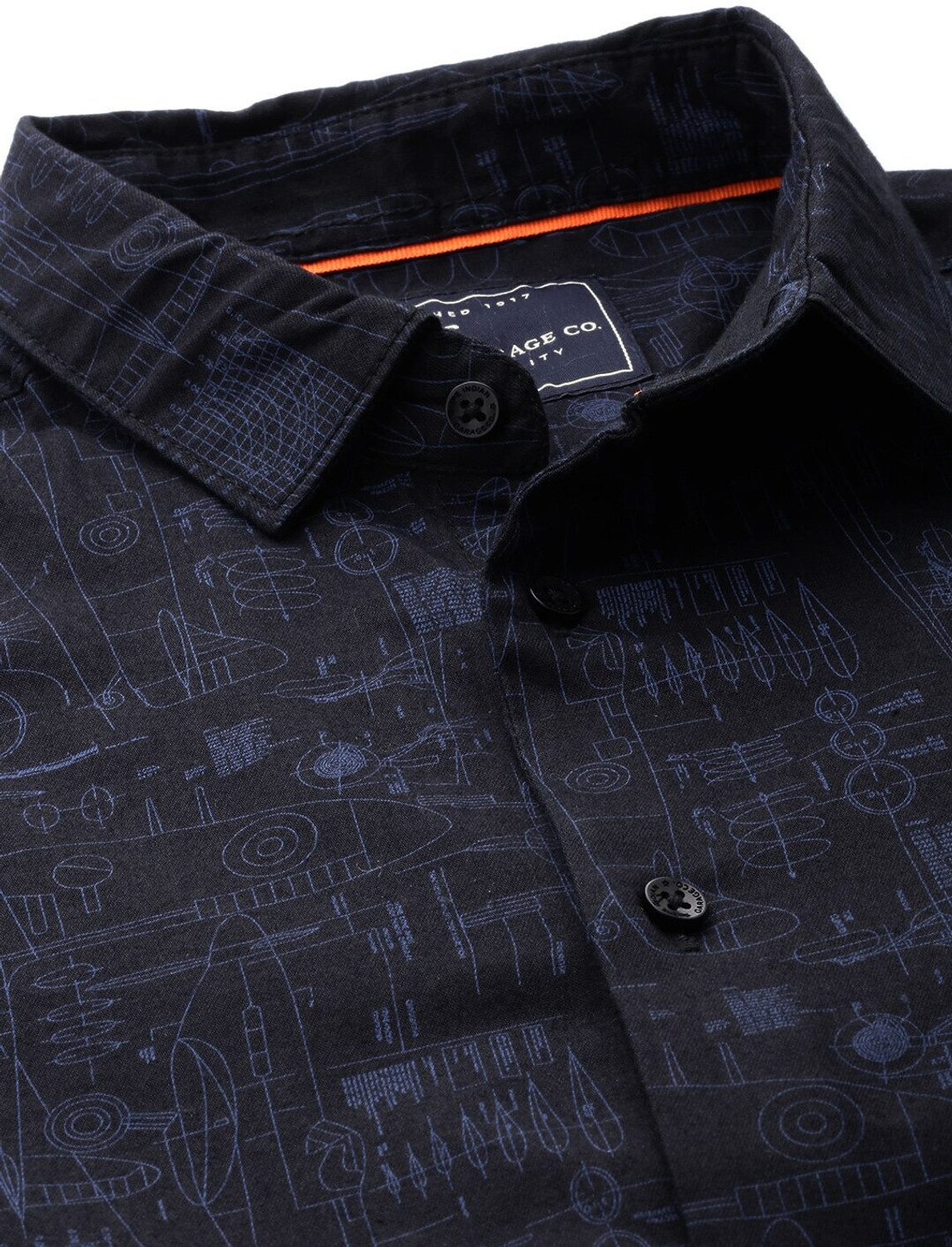 Image of The Indian Garage Co. Men Printed Casual Black Shirt