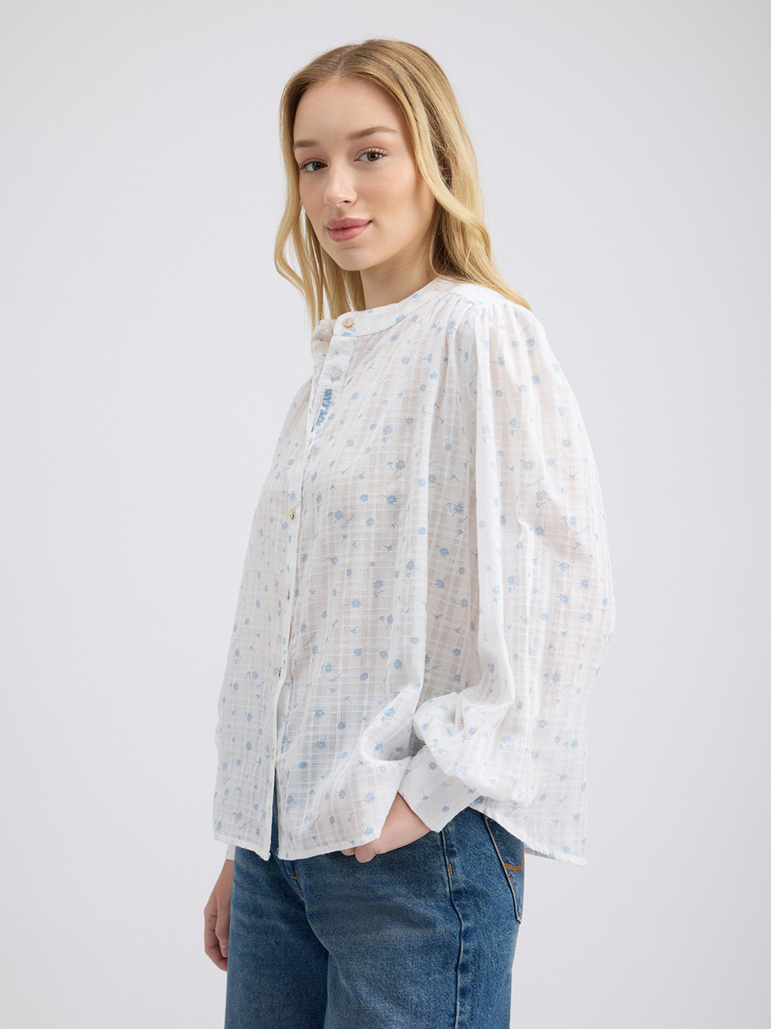 Image of Pepe Jeans Women Floral Print Casual White Shirt