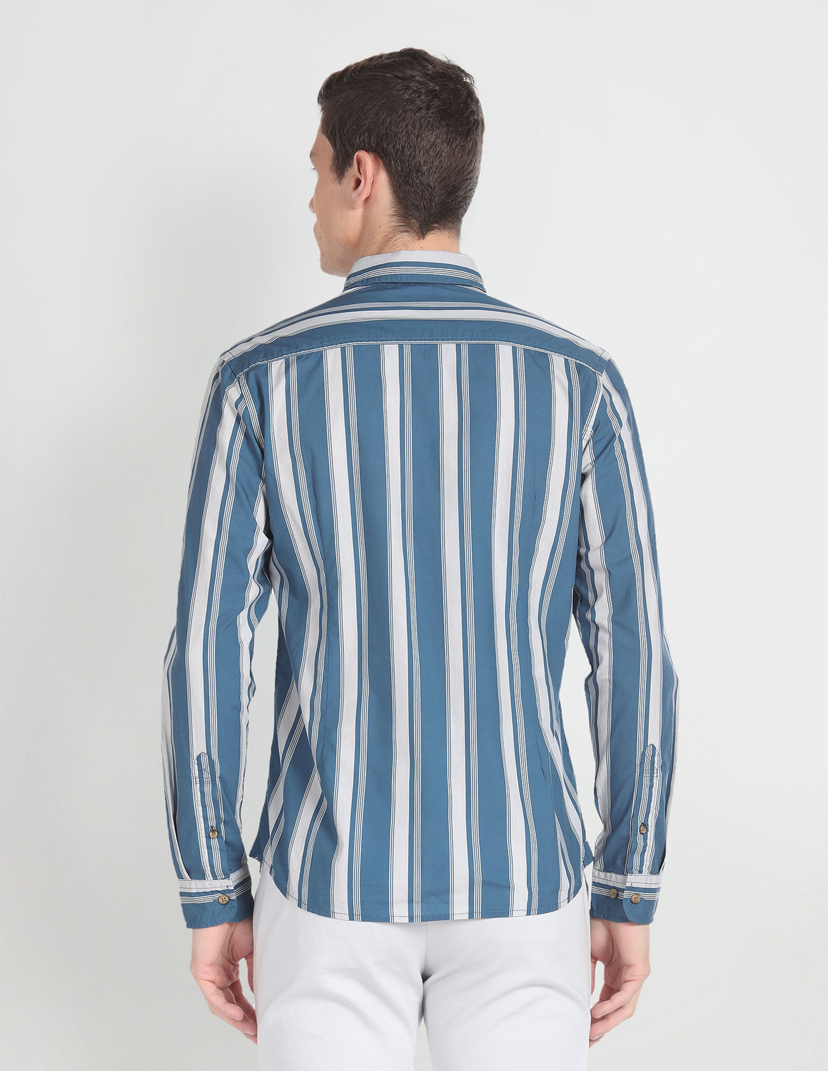 Image of U.S. Polo Assn. Denim Co. Men Striped Casual Blue Shirt