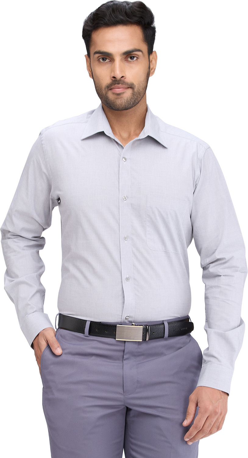 Image of Raymond Men Solid Formal Grey Shirt