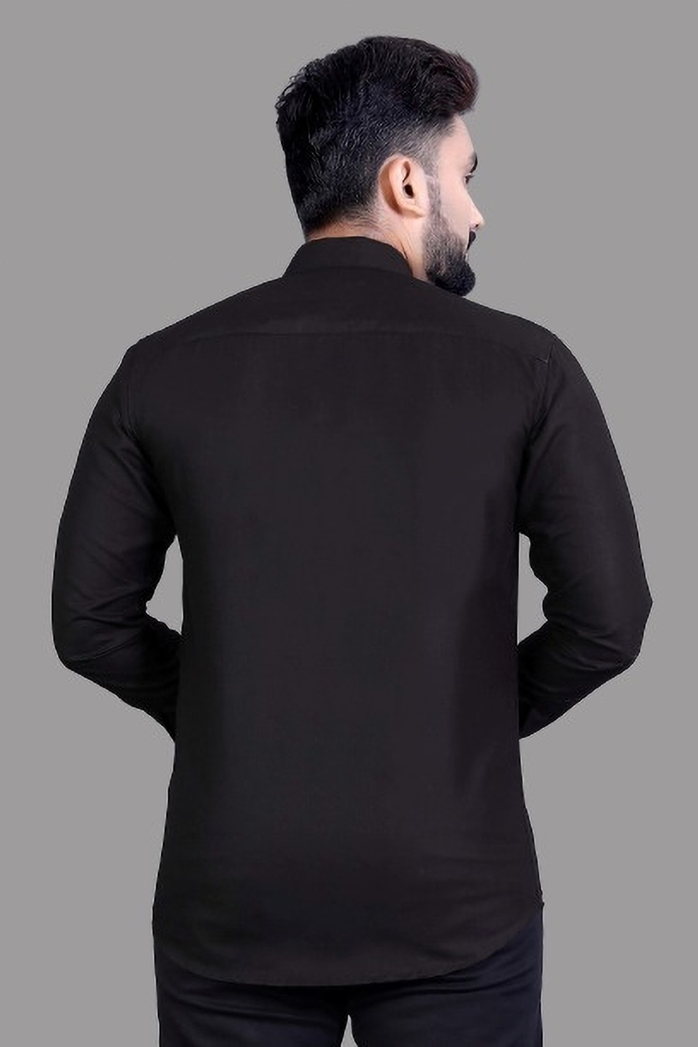Image of Mansi F Studio Men Solid Casual Black Shirt