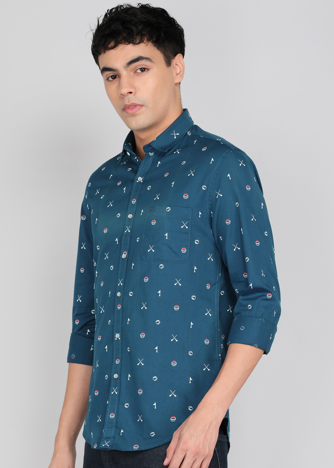 Image of PETER ENGLAND Men Printed Casual Red Shirt