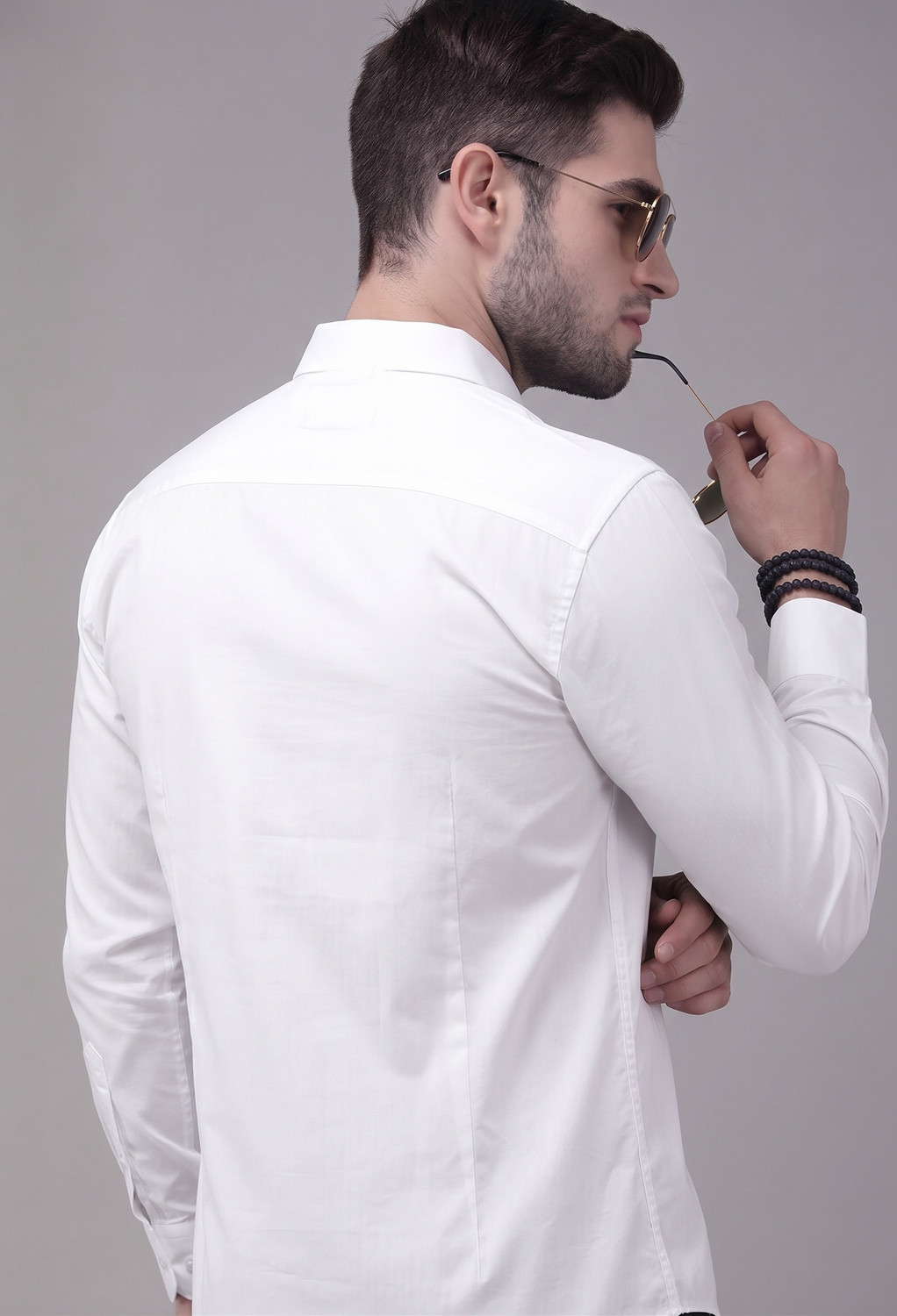 Image of Roadster Men Solid Casual White Shirt