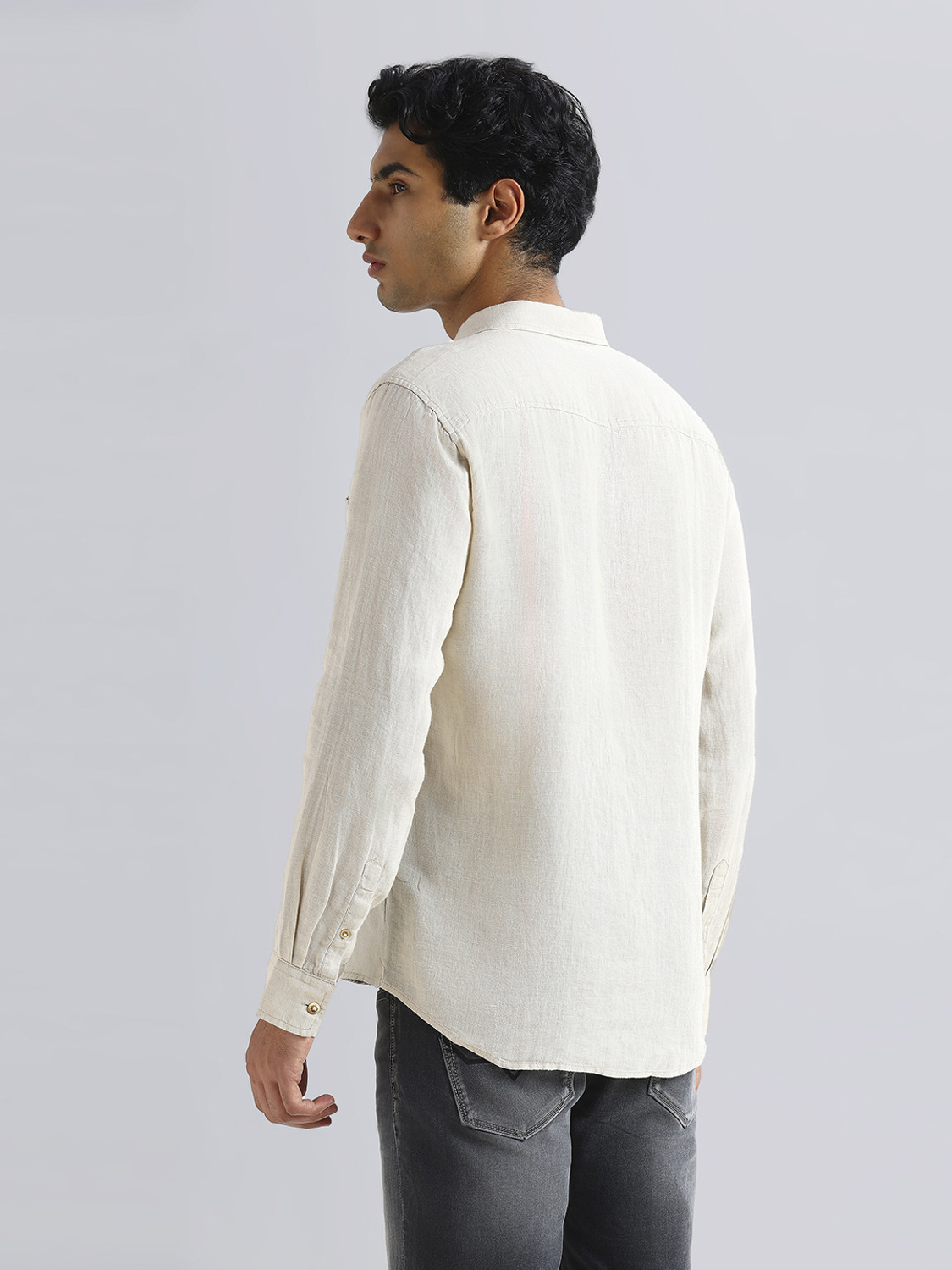 Image of Pepe Jeans Men Solid Casual White Shirt