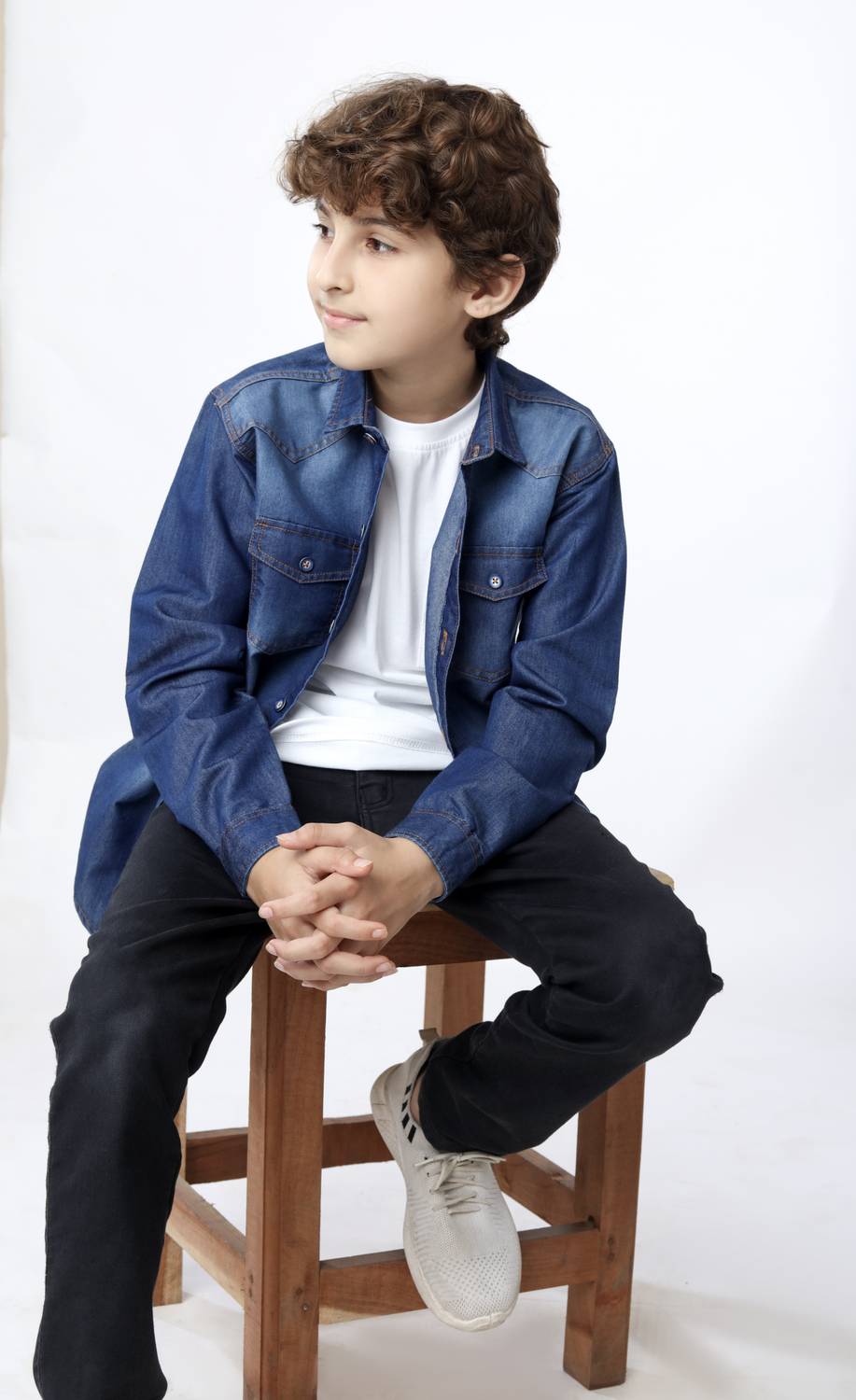 BEARSOUL Boys Washed Casual Blue Shirt