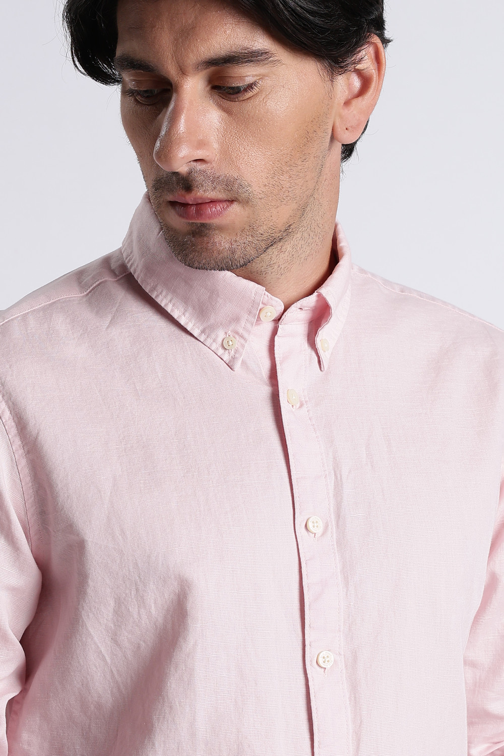 Image of BLU MNKY Men Solid Casual Pink Shirt