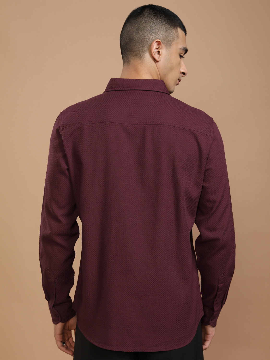 Image of HIGHLANDER Men Self Design Casual Red Shirt
