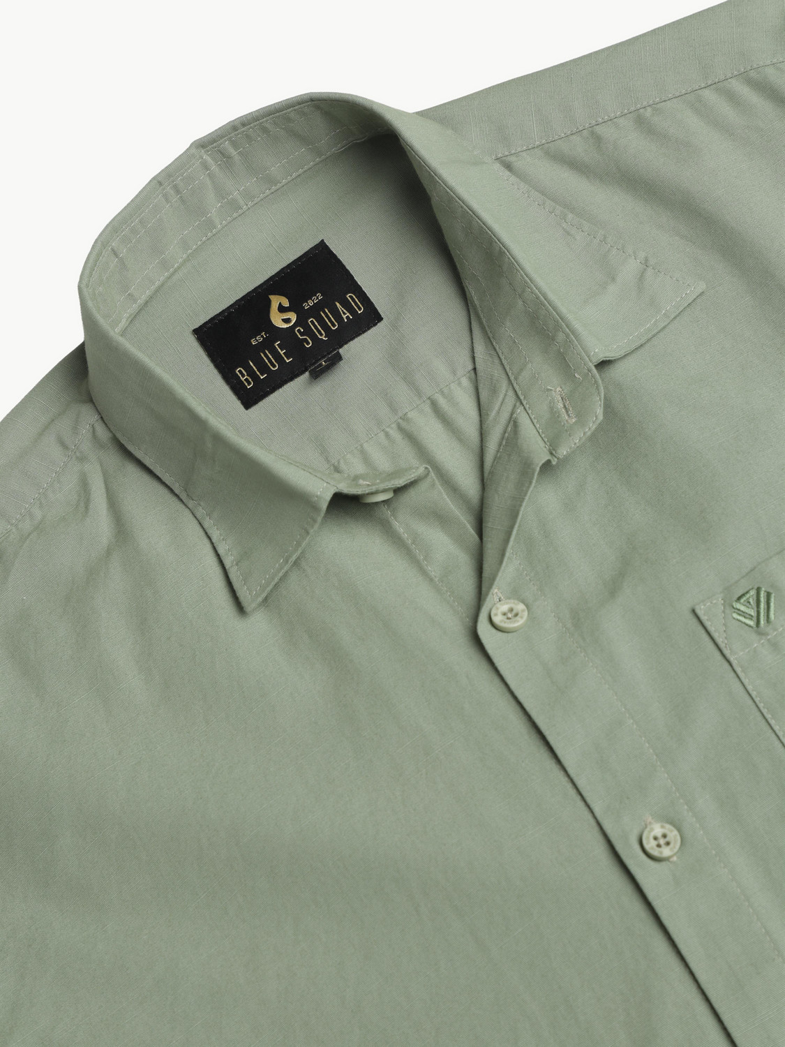 Image of BLUE SQUAD Men Solid Casual Green Shirt