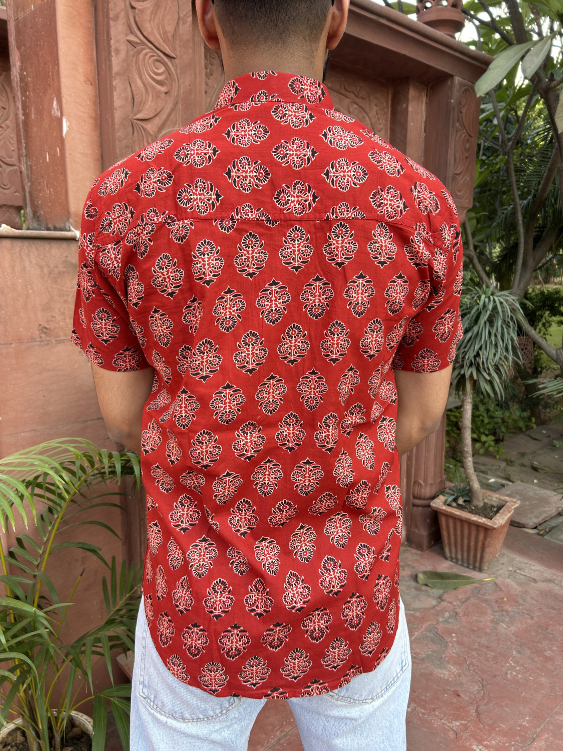 Image of JAIPUR RAJWADA Men Printed Casual Red Shirt