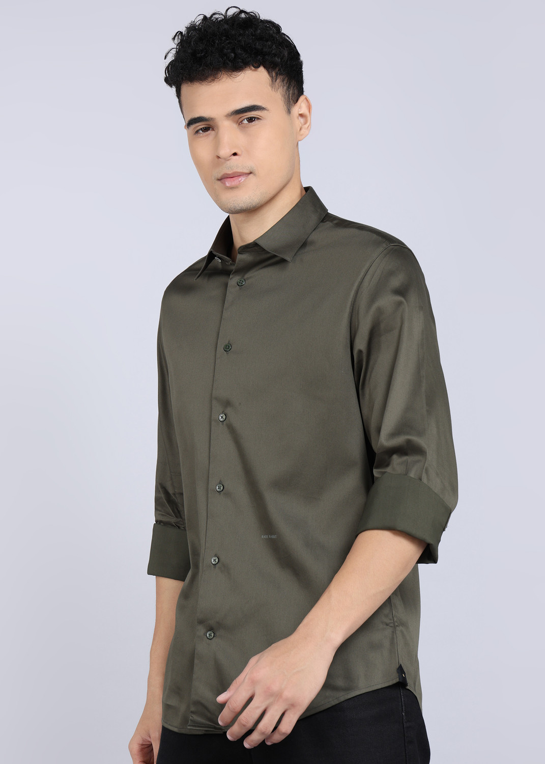 Image of RARE RABBIT Men Solid Casual Green Shirt