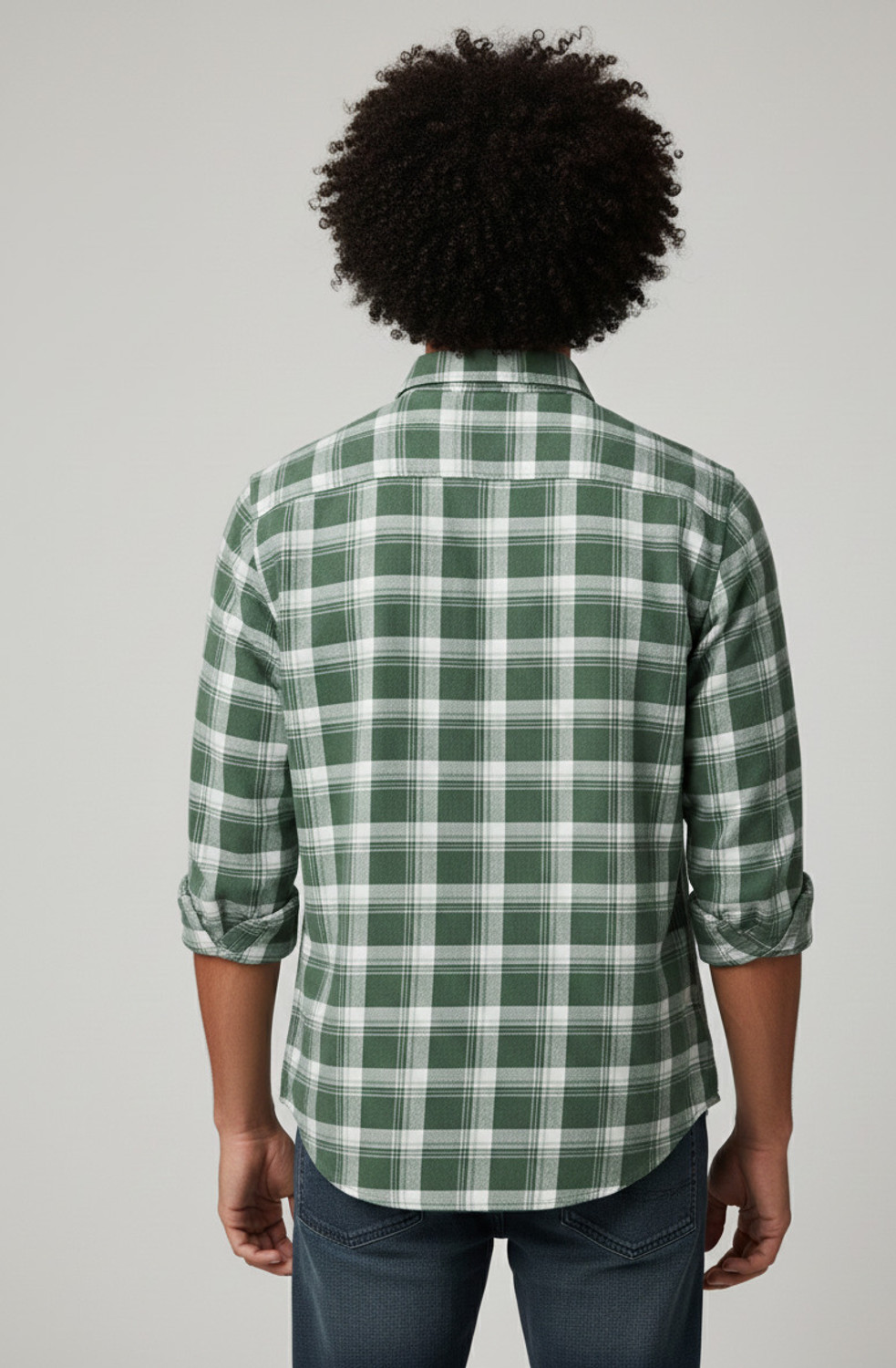 Image of Jai Textiles Men Checkered Casual Green Shirt