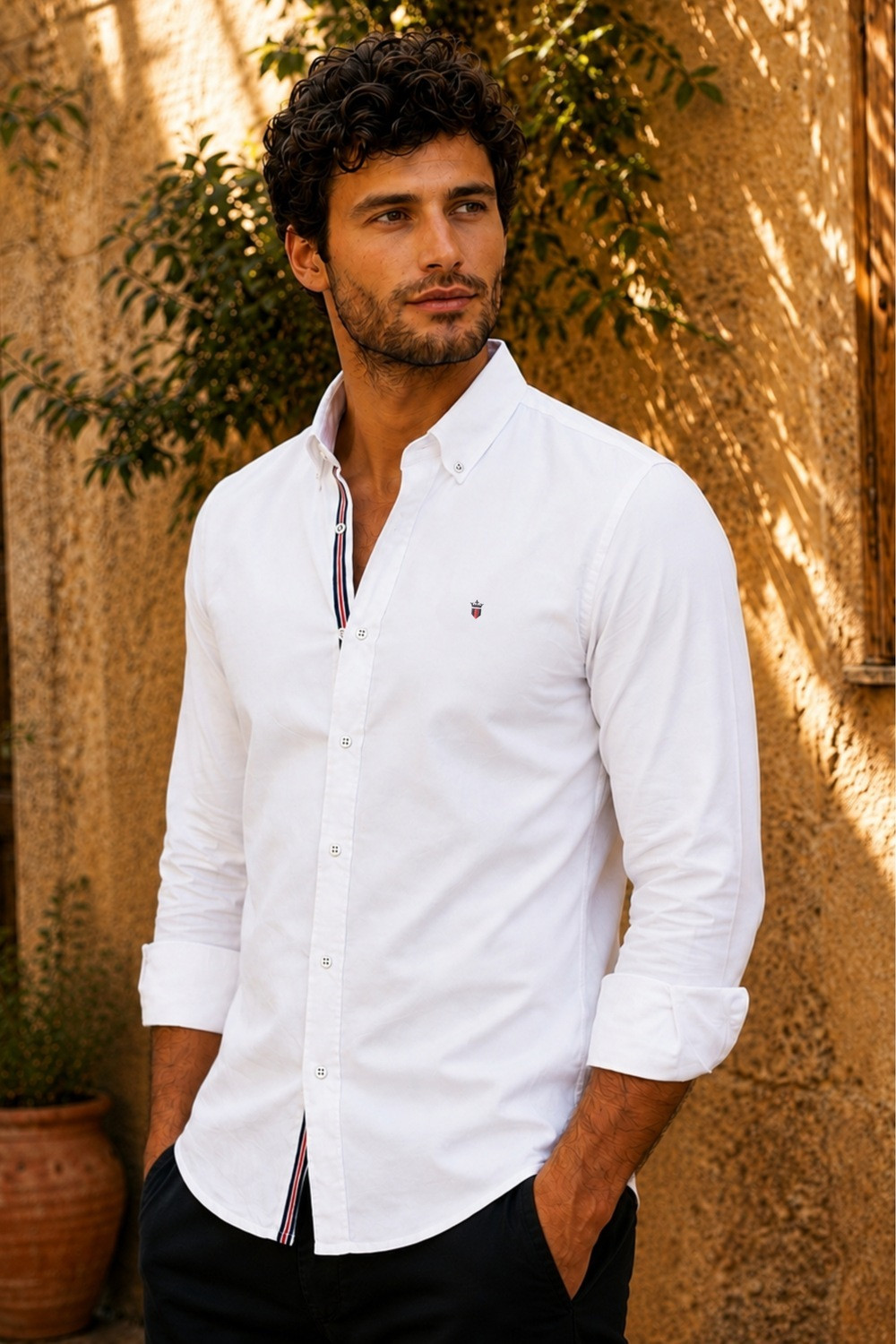 Image of LOUIS PHILIPPE Men Solid Casual White Shirt