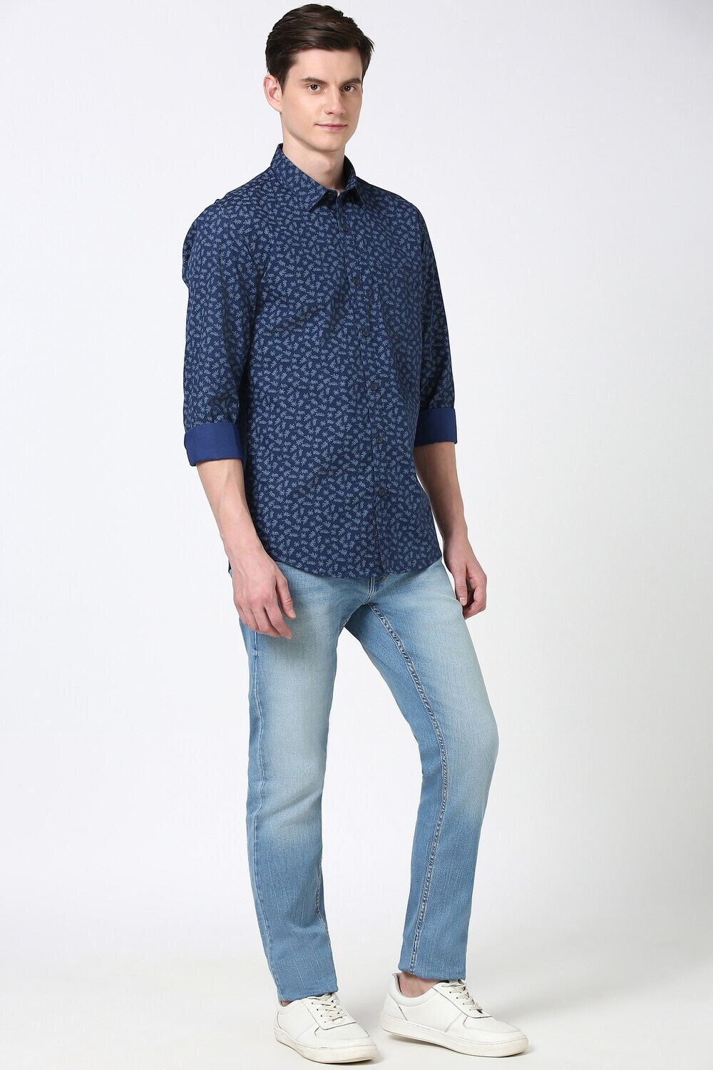 Image of PETER ENGLAND Men Printed Casual Blue Shirt
