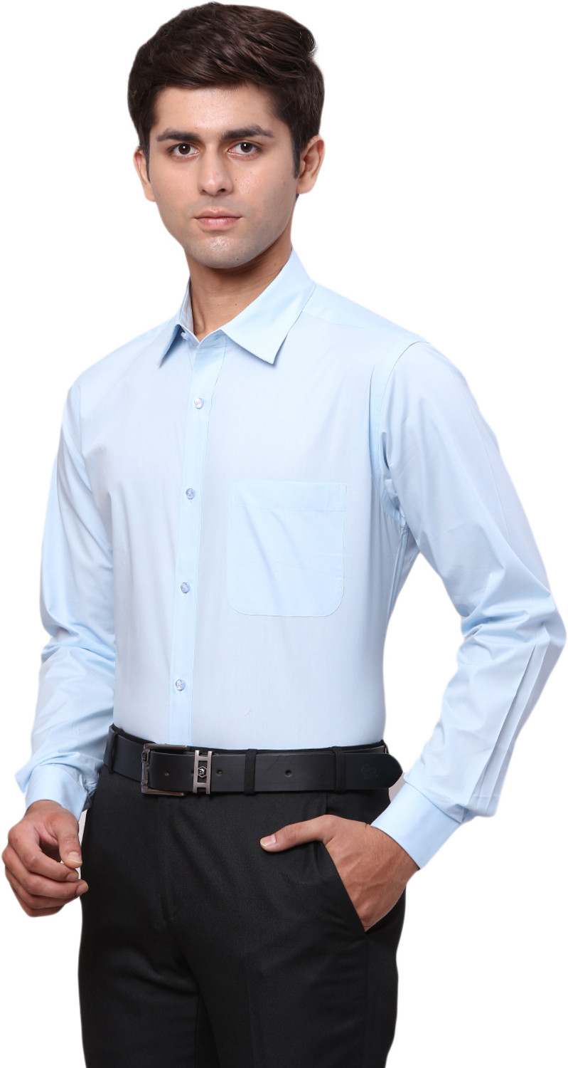 Image of Raymond Men Slim Fit Solid Cut Away Collar Formal Shirt