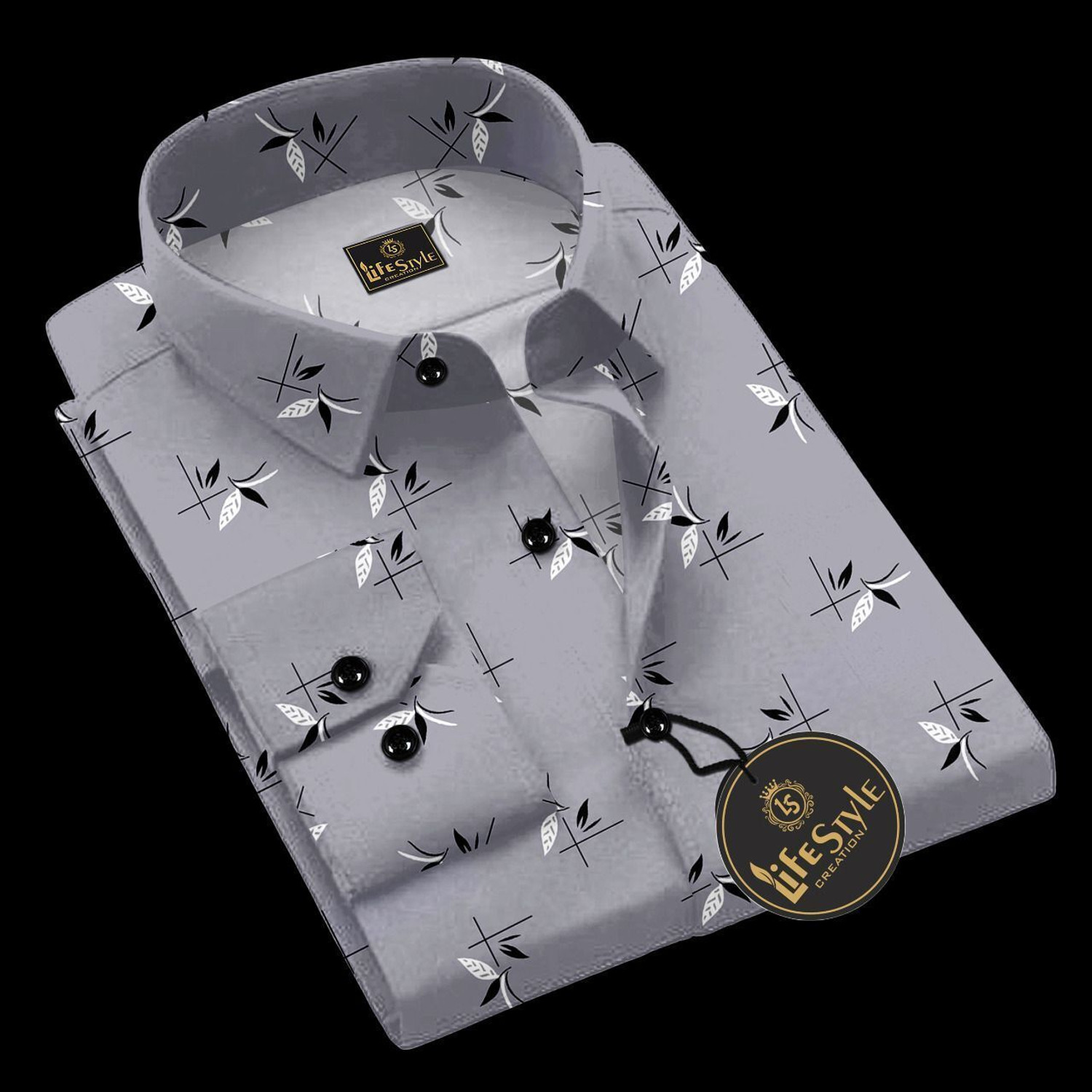 Image of SHUBHFLAX Men Printed Casual Grey Shirt