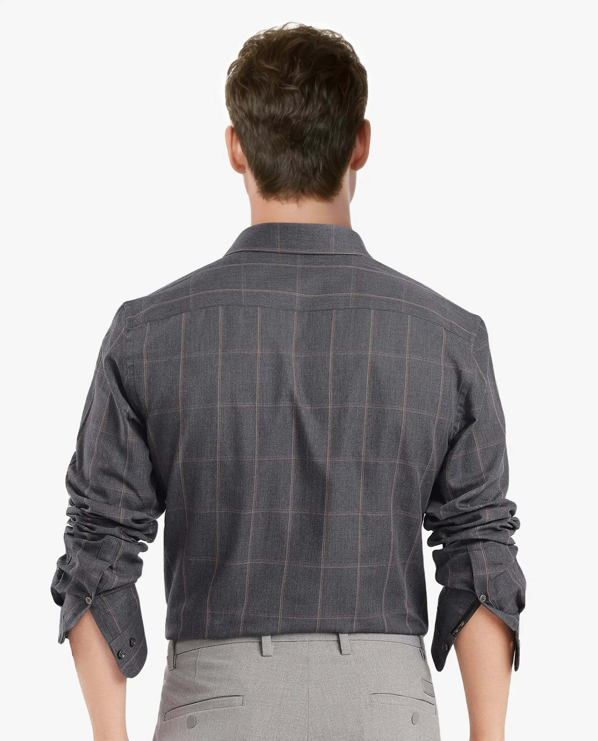 Image of RARE RABBIT Men Checkered Casual Grey Shirt