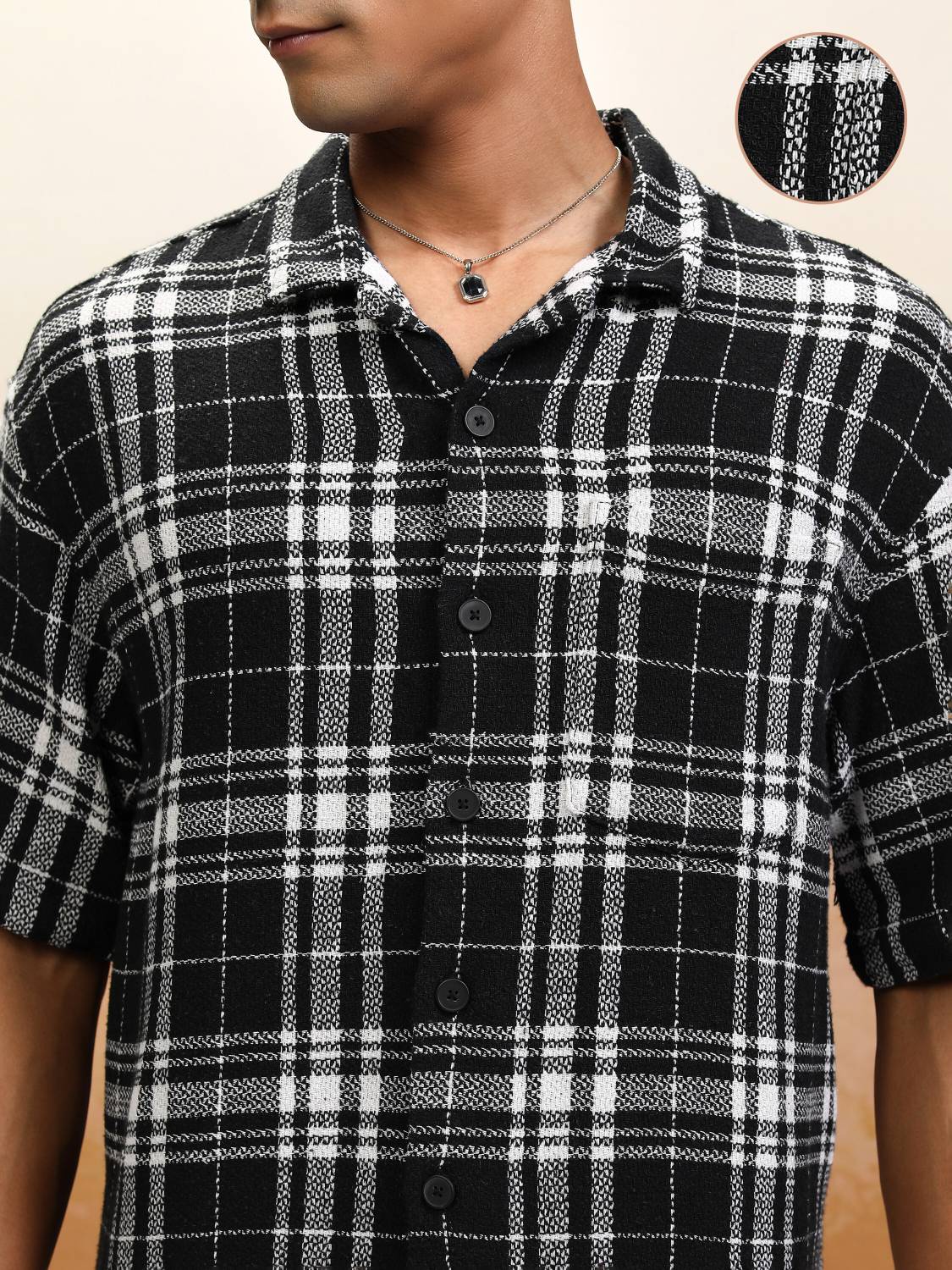 HIGHLANDER Men Checkered Casual Black, White Shirt - Image 5