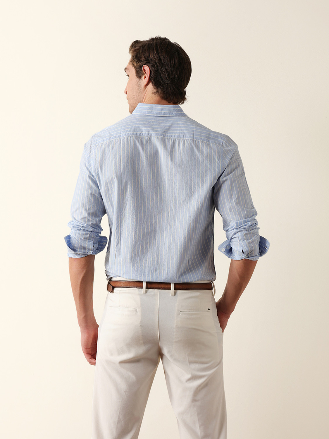 Image of THE BEAR HOUSE Men Striped Casual Blue Shirt