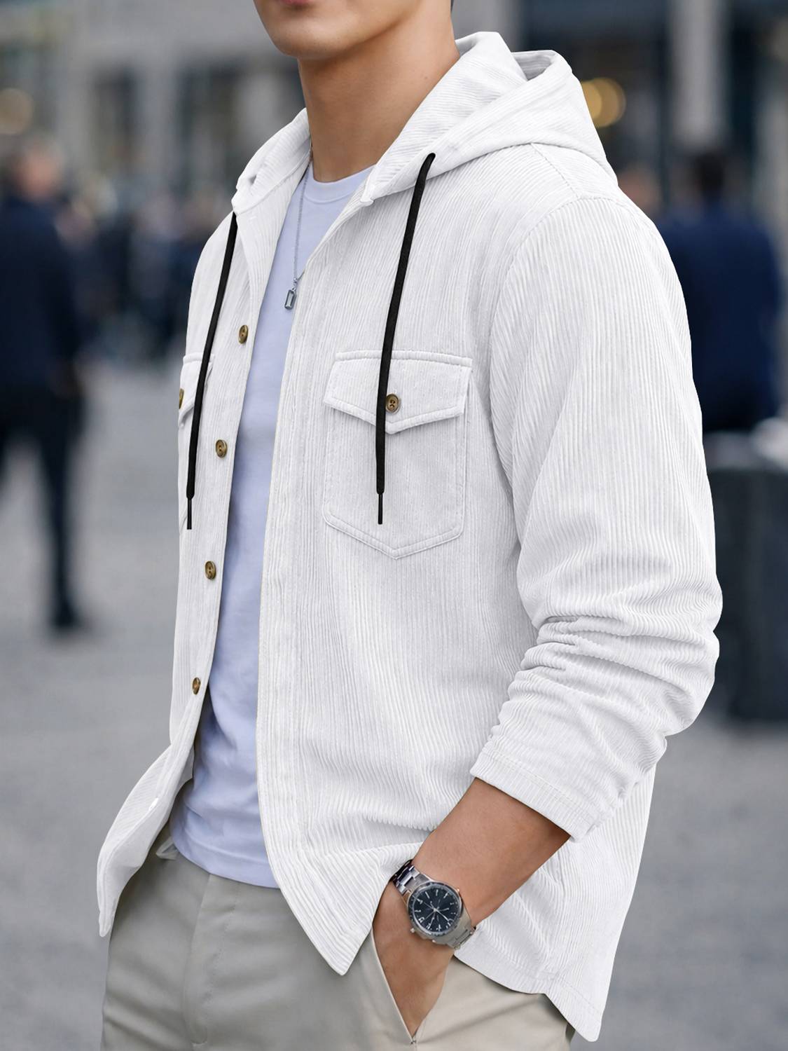 EyeBogler Men Oversized Hood Collar Shirt - Image 3
