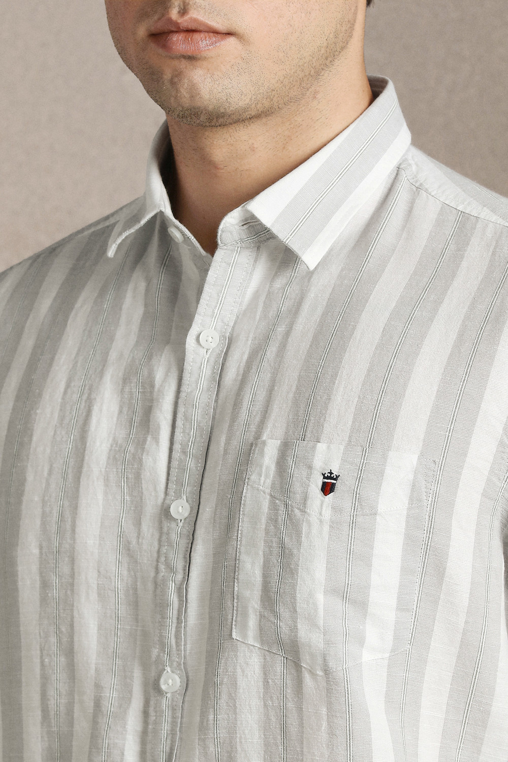 Image of LOUIS PHILIPPE Men Striped Casual White Shirt