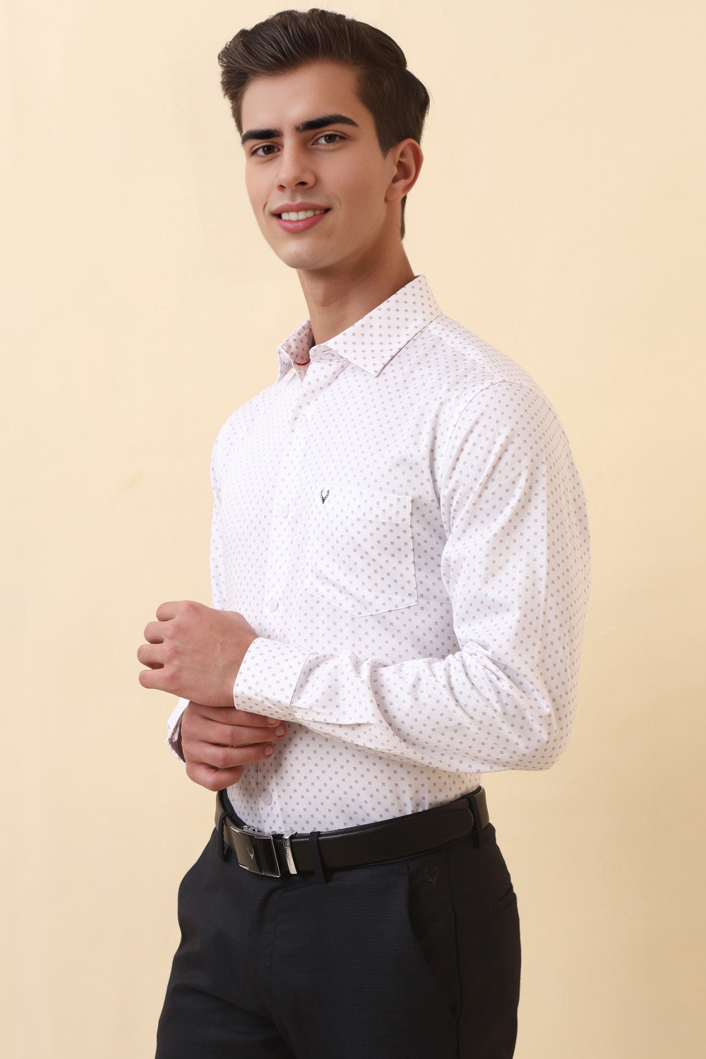 Image of Allen Solly Men Printed Casual White Shirt