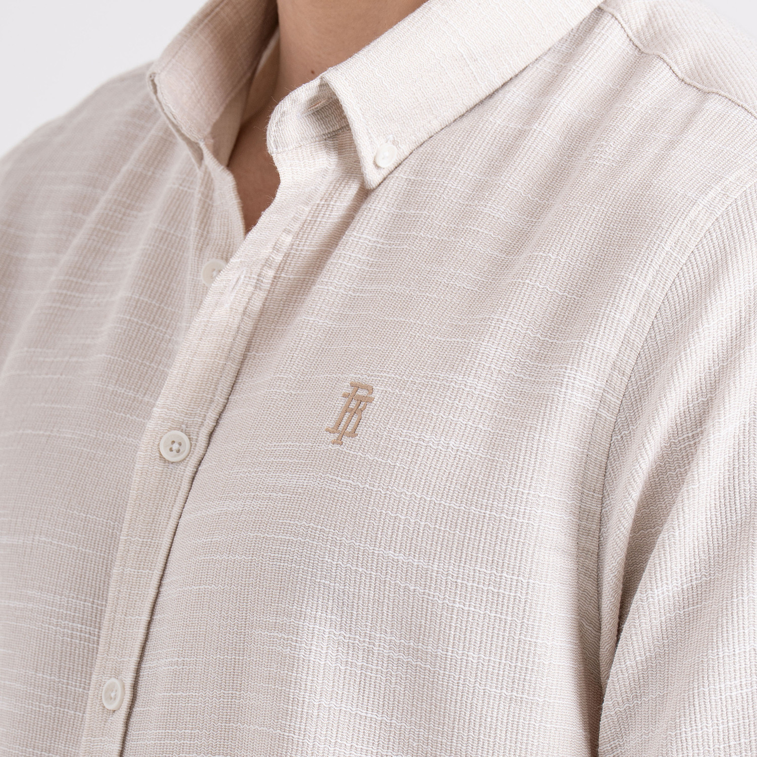Image of RED TAPE Men Self Design Casual Beige Shirt