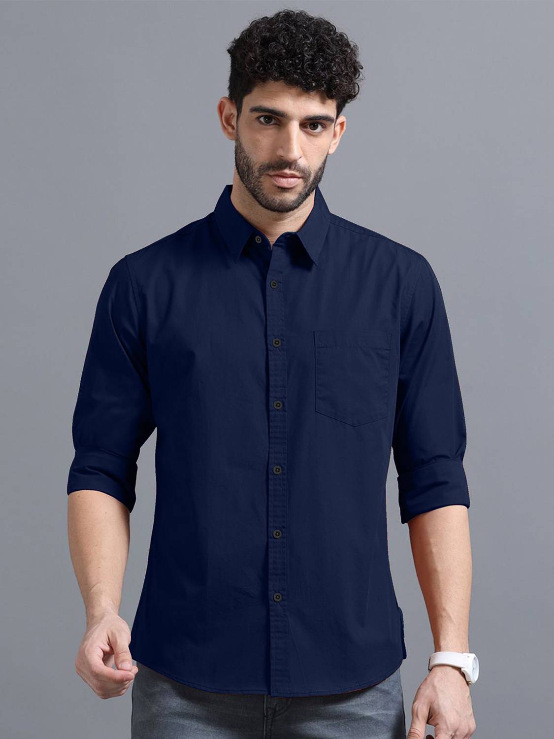 METRONAUT Men Regular Fit Solid Spread Collar Casual Shirt