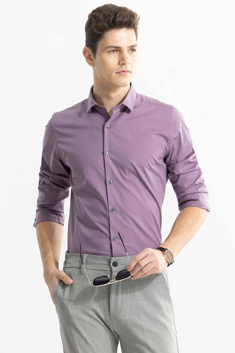 Snitch Men Purple Formal Shirt - Image 1