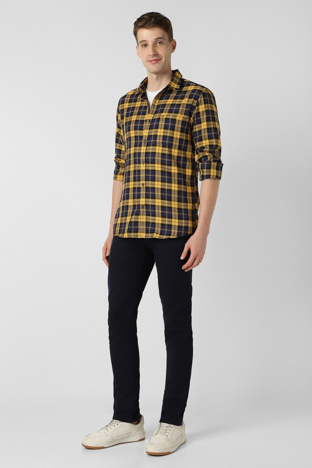 Image of PETER ENGLAND Men Checkered Casual Yellow Shirt