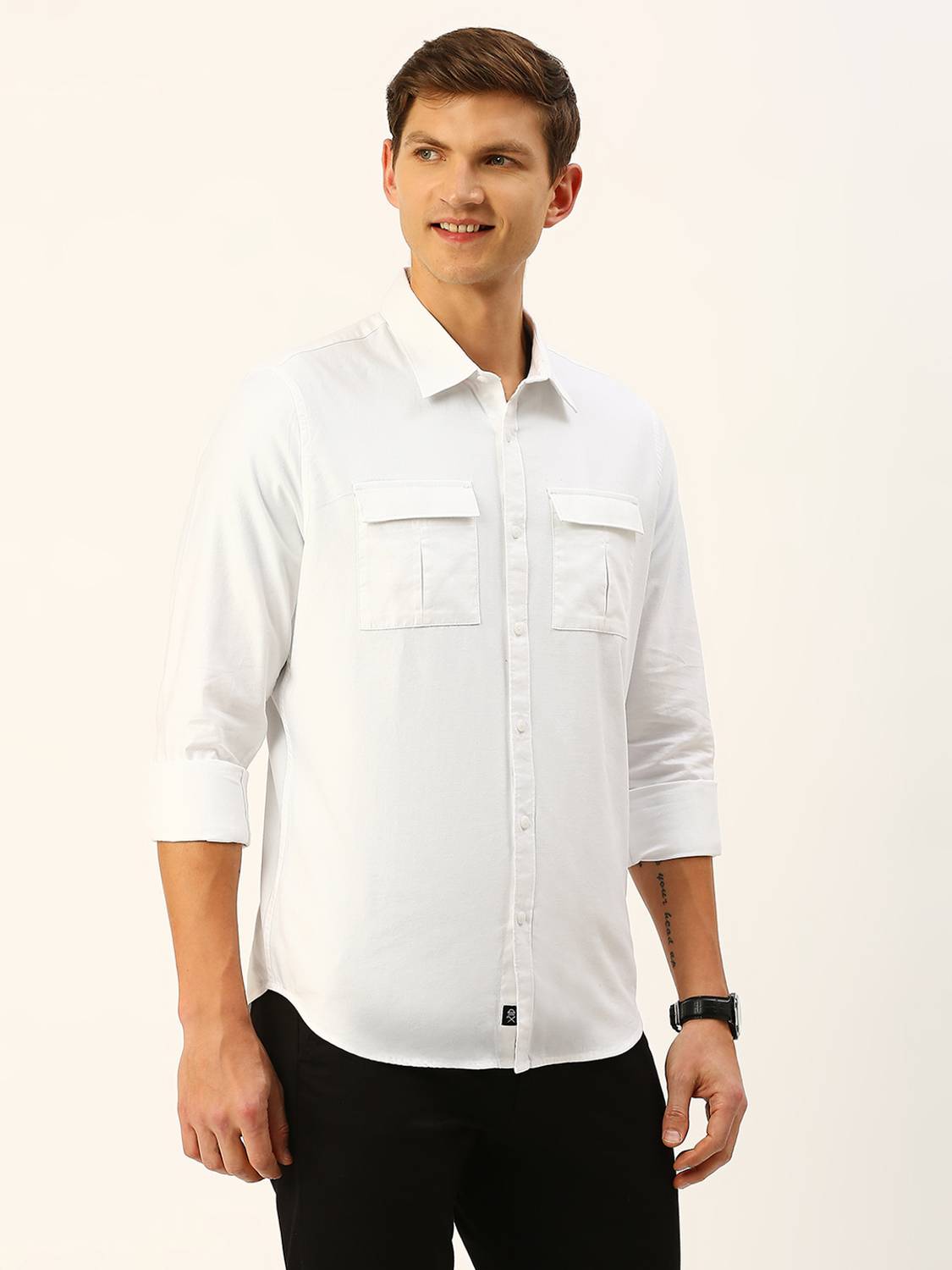 THOMAS SCOTT Men Solid Casual White Shirt - Image 3