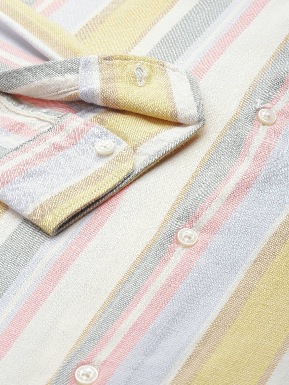 Men Slim Fit Striped Button Down Collar Casual Shirt - Image 5