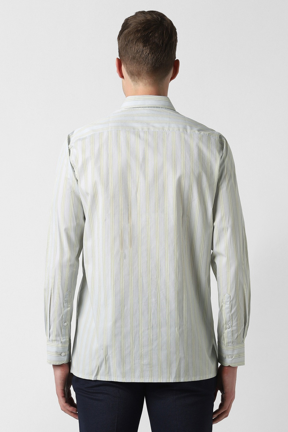 Image of PETER ENGLAND Men Striped Formal Grey Shirt