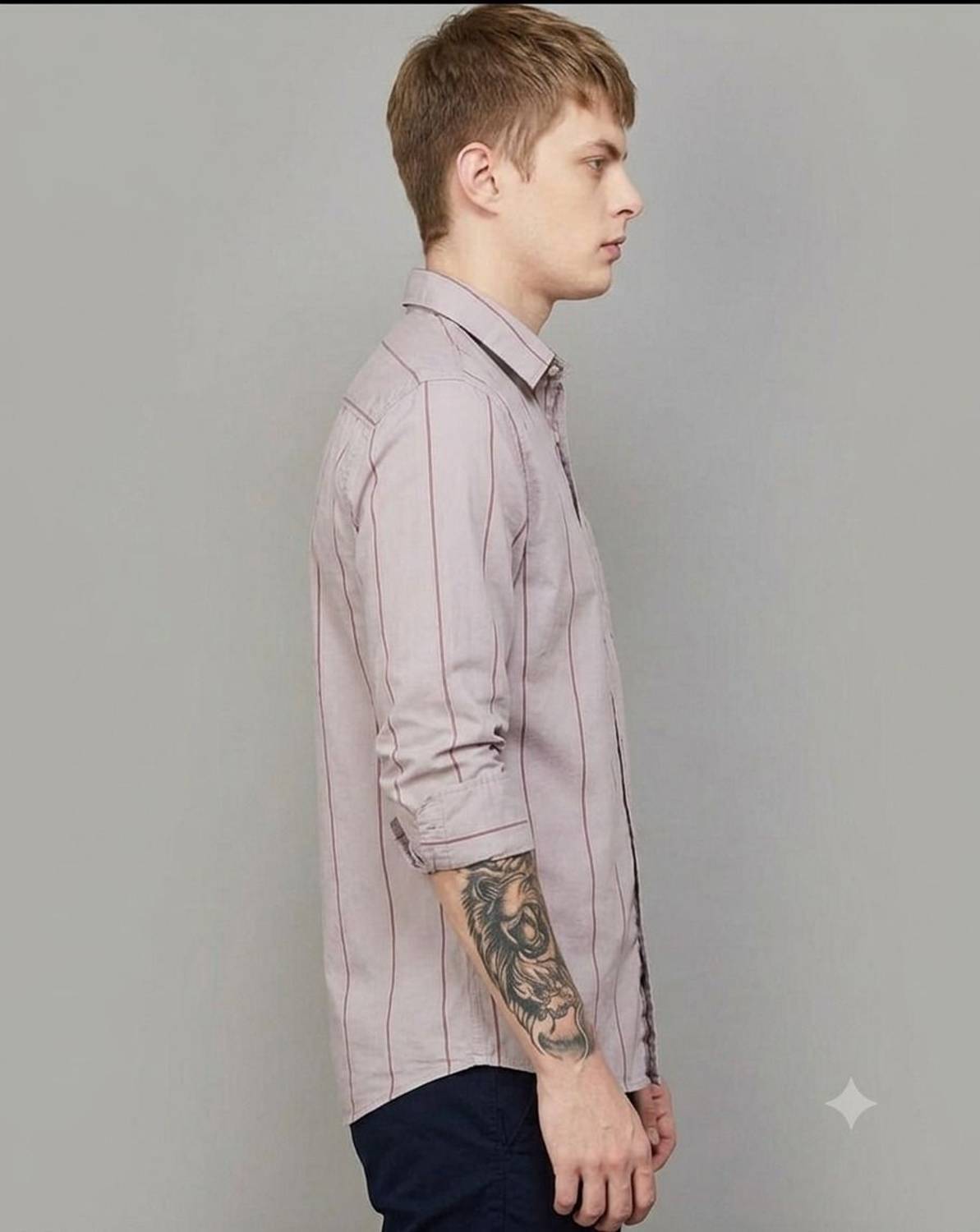 youth first Men Beige Striped Casual Shirt - Image 2