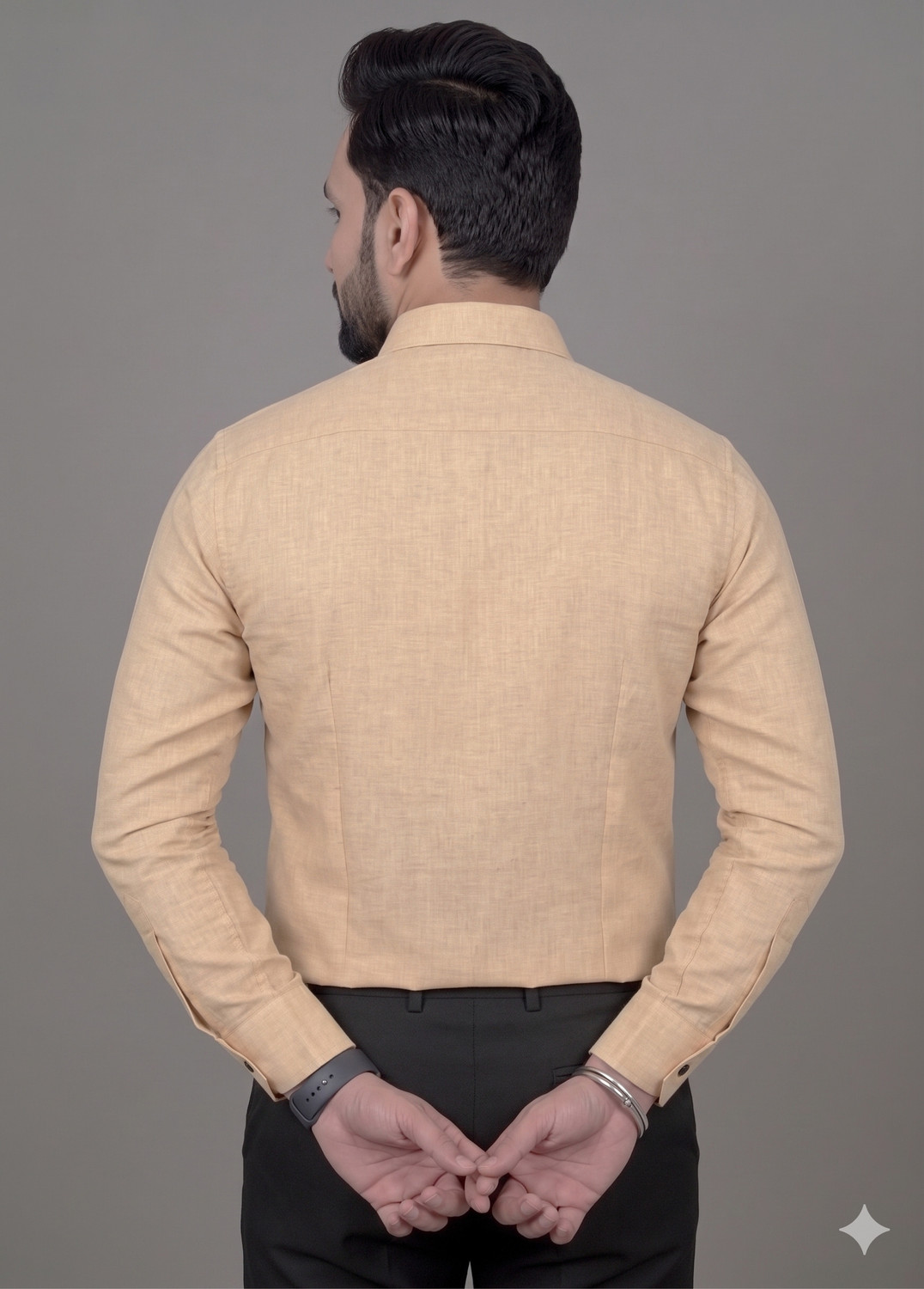 Image of CrisPet Men Solid Casual Beige Shirt