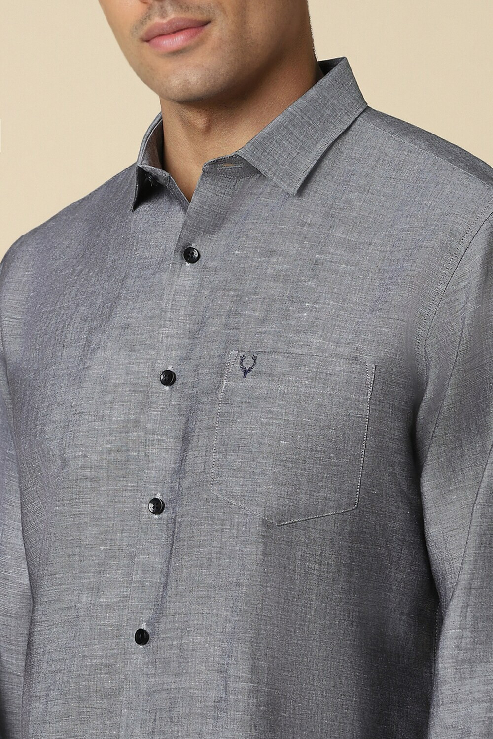Image of Allen Solly Men Self Design Casual Grey Shirt
