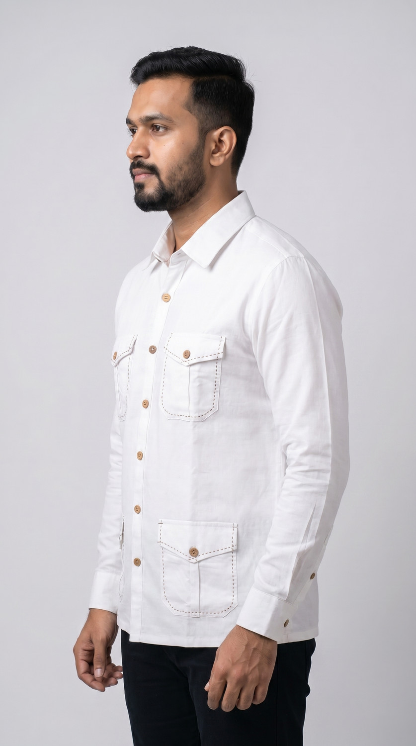 Image of FORMALFLY Men Solid Casual White Shirt