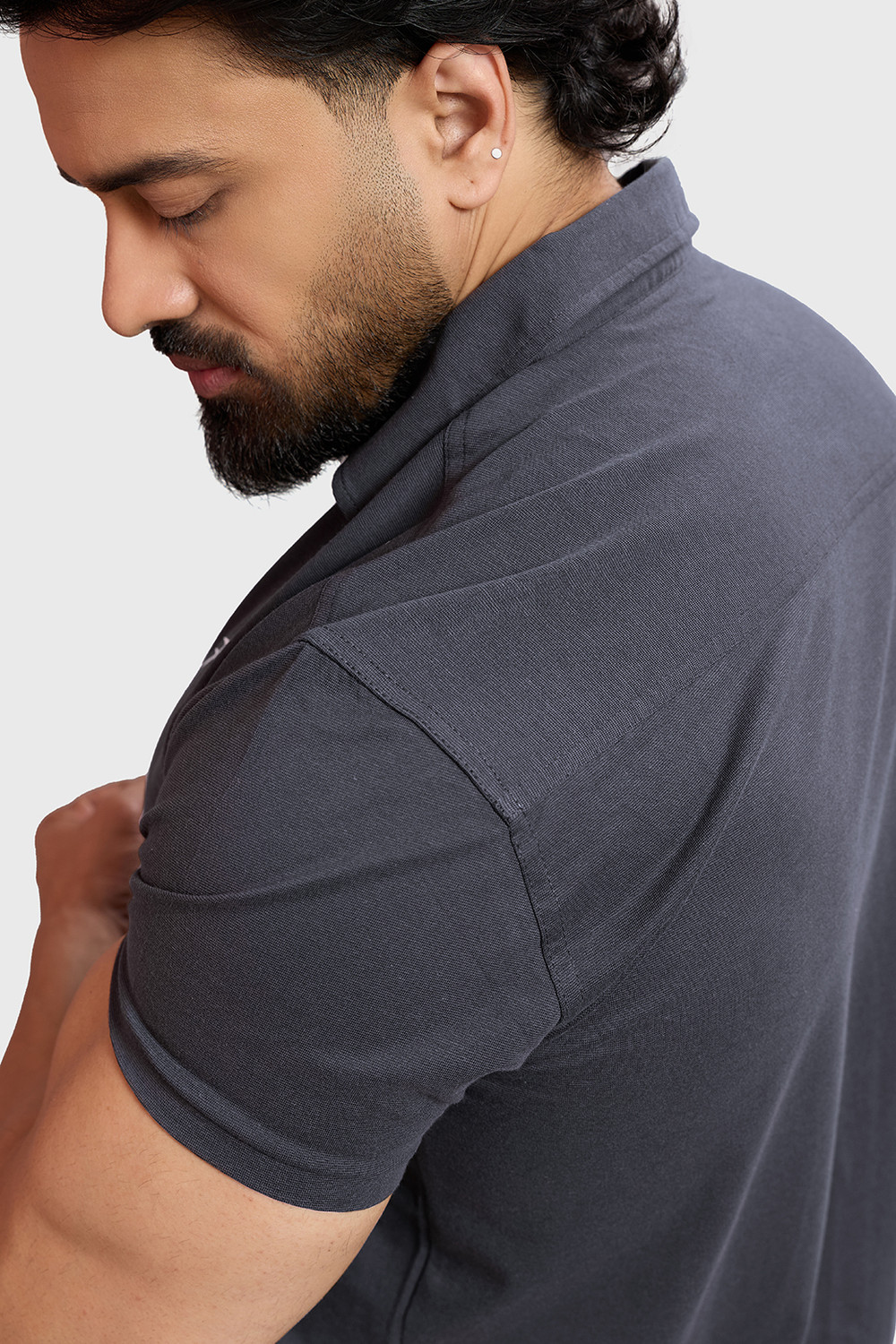 Image of FUAARK Men Self Design Casual Grey Shirt