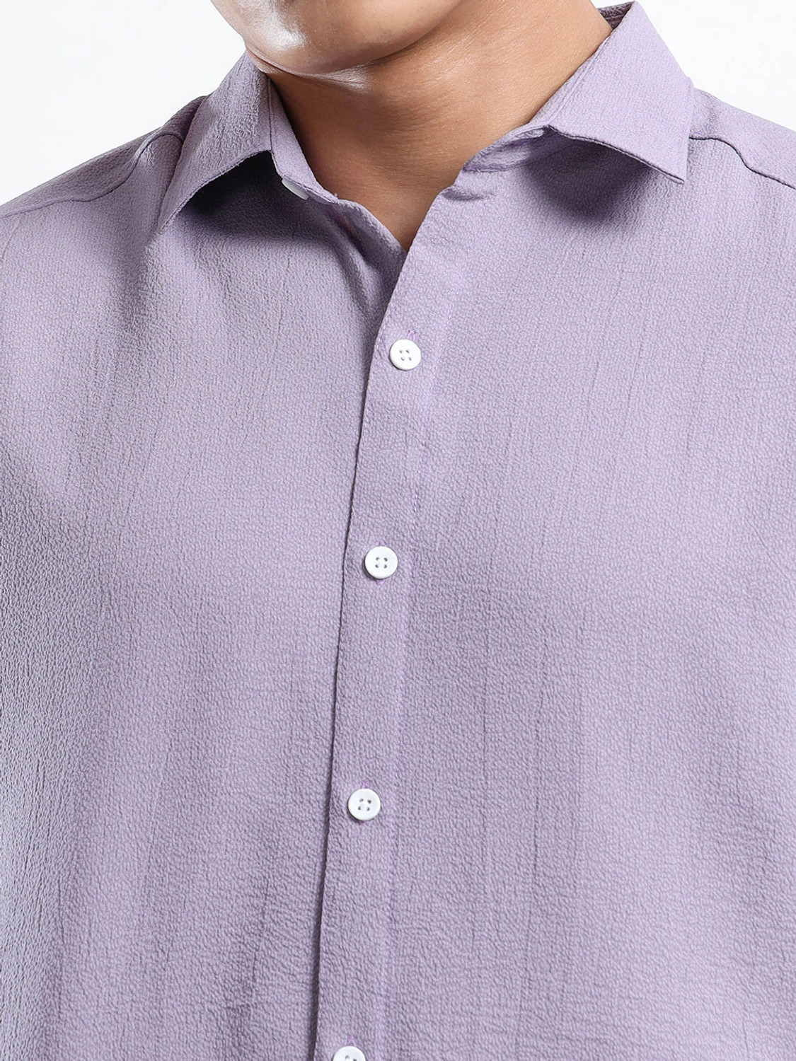 Image of Voroxy Men Solid Casual Purple Shirt