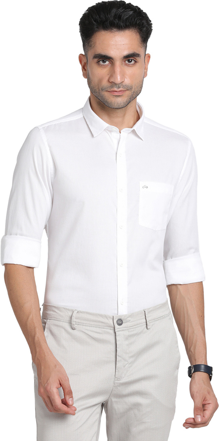 Image of TURTLE Men Self Design Casual White Shirt