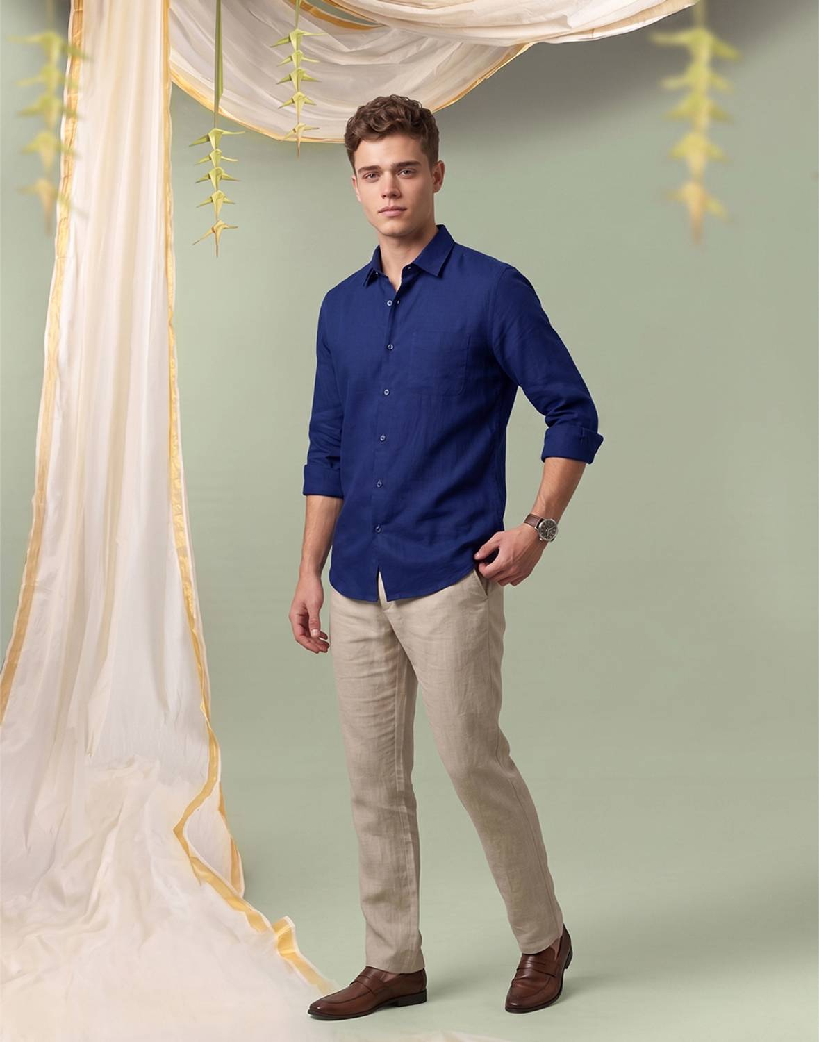 Peter England Men Dark Blue Formal Shirt - Image 2