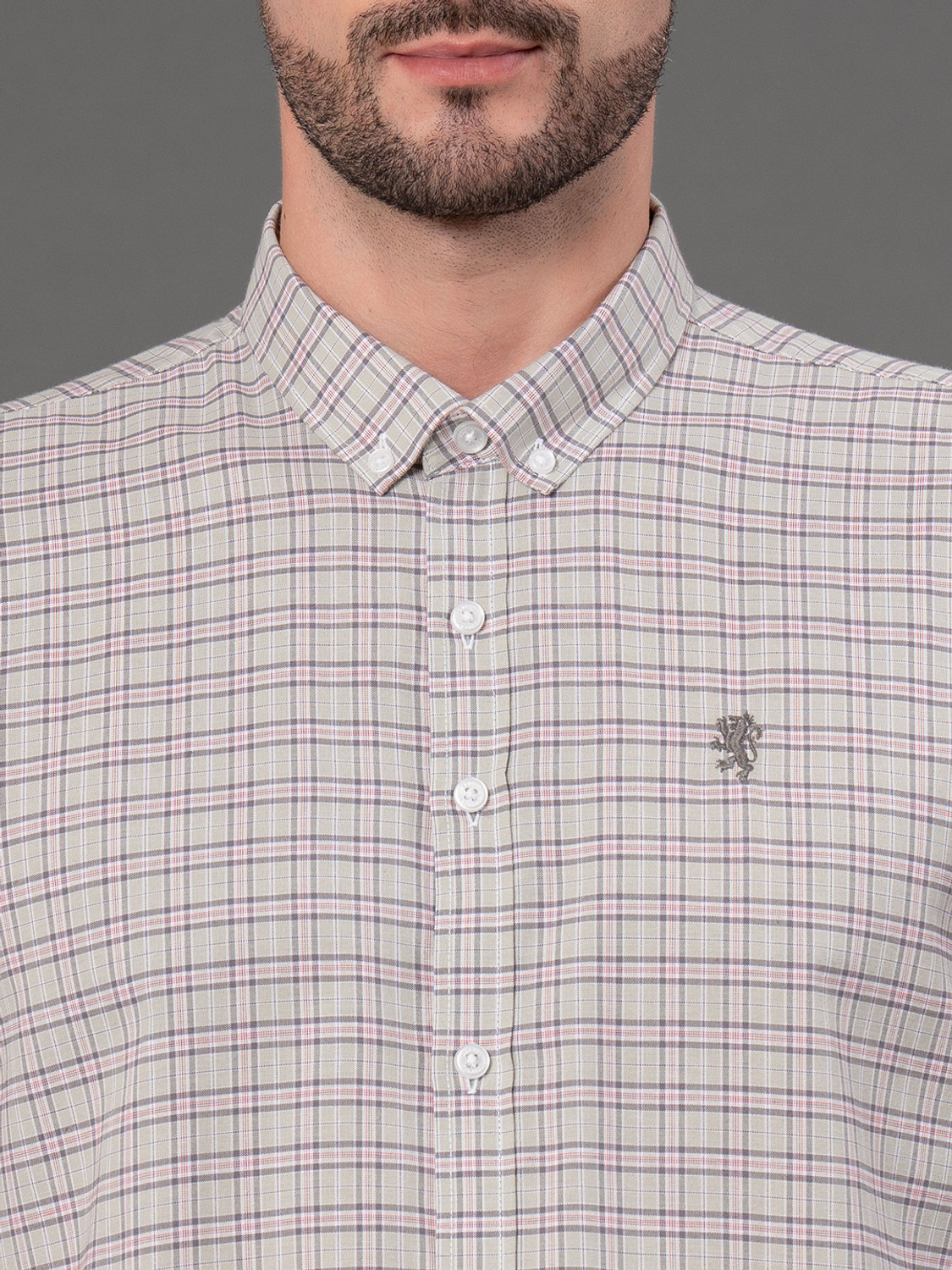 Image of RED TAPE Men Relaxed Fit Checkered Button Down Collar Casual Shirt