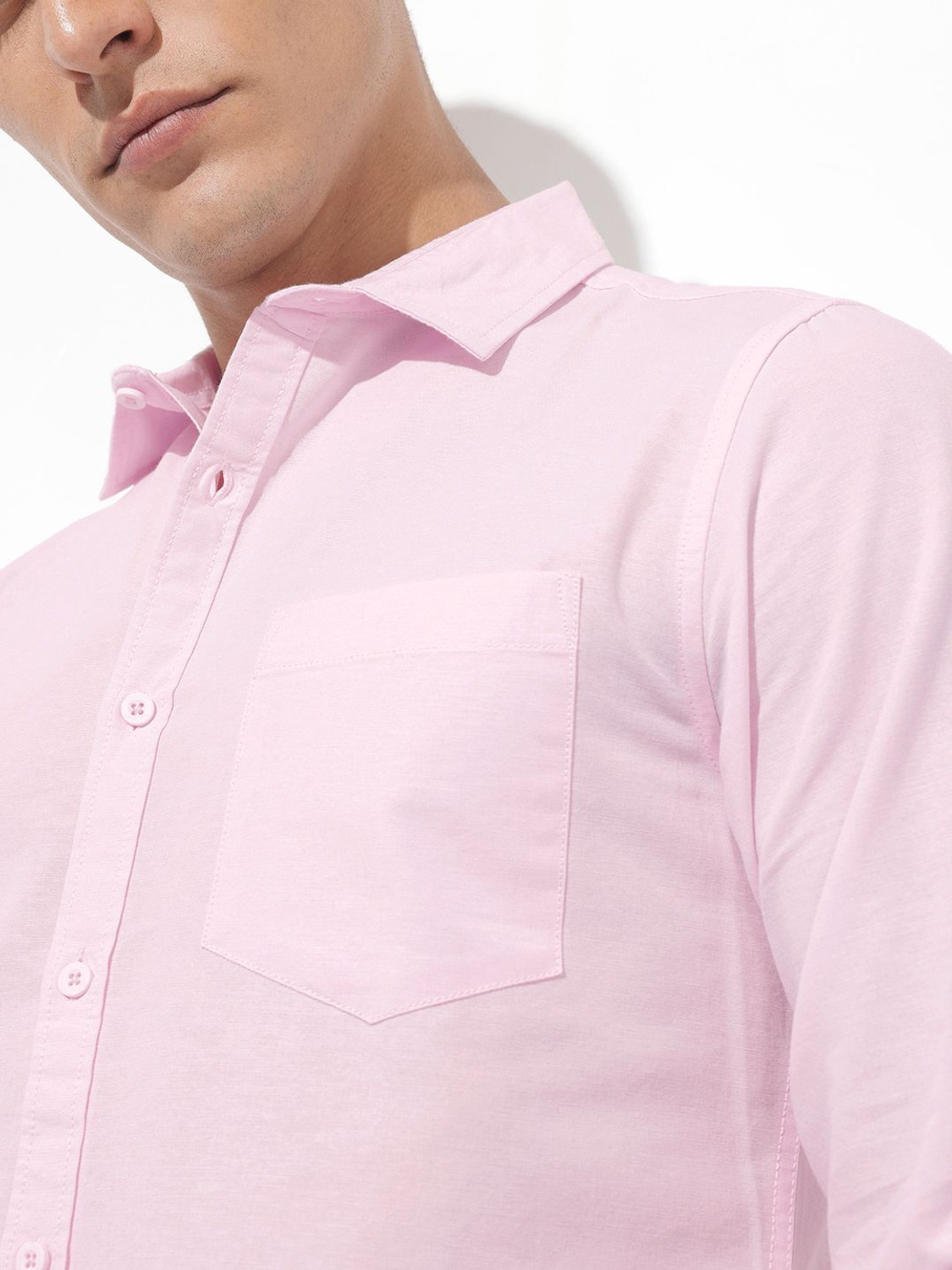Image of Roadster Men Solid Casual Pink Shirt