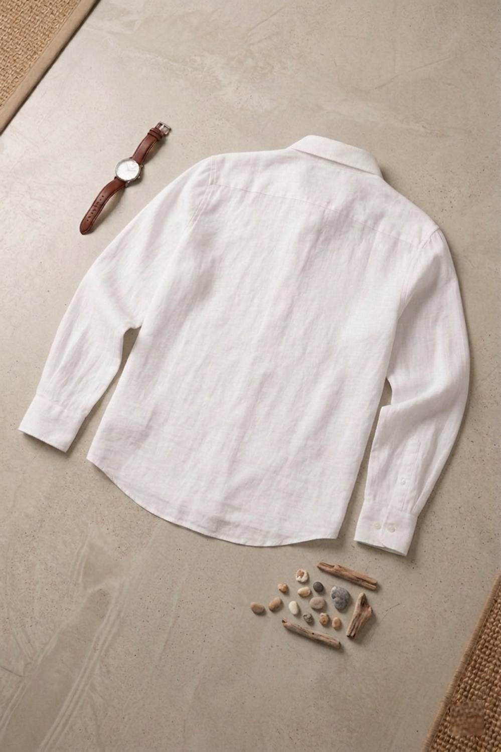 BE UNIQUE MENS Embroidered Casual White Shirt - Image 2