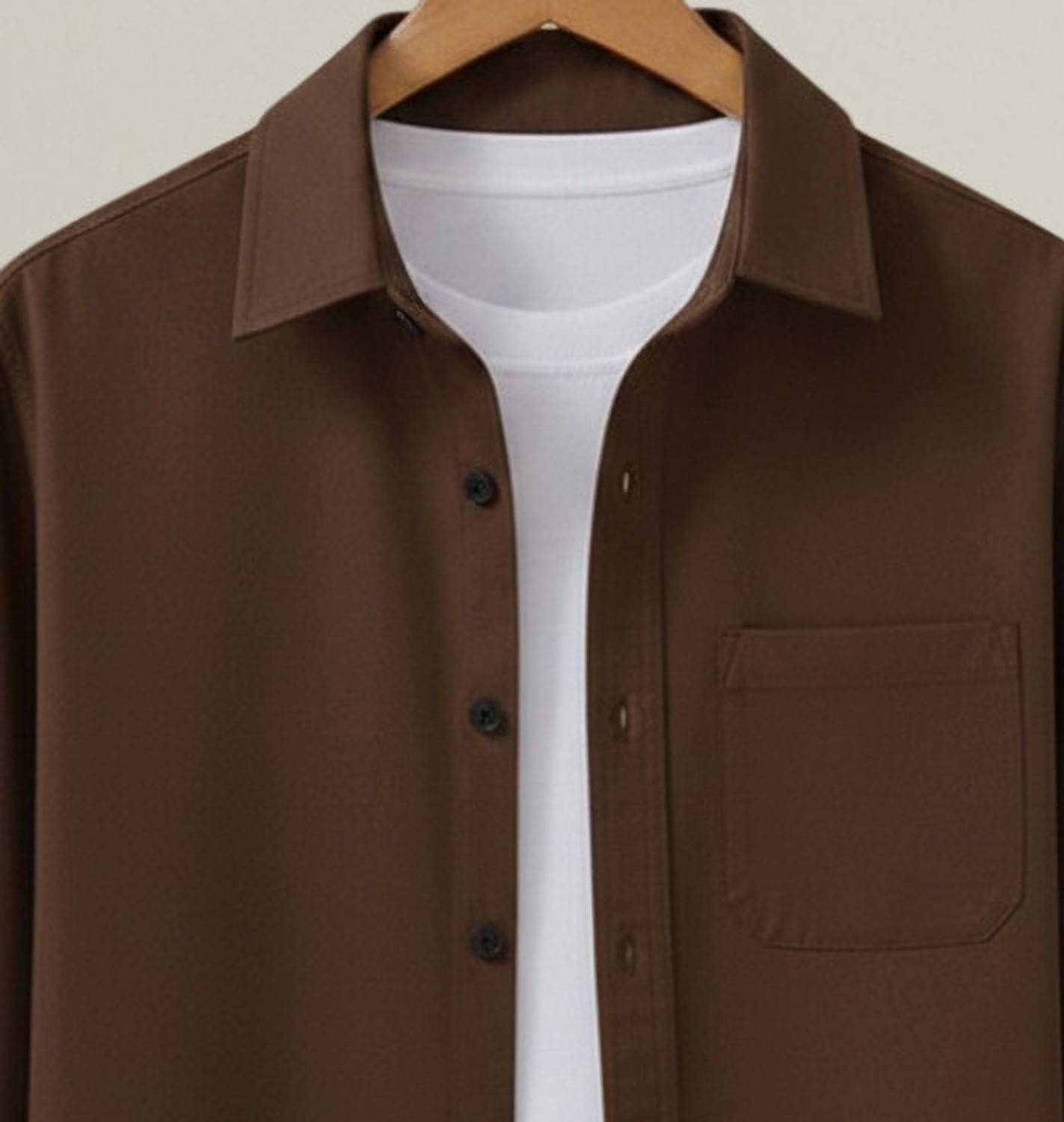 ViRAST Fashion Men Solid Casual Brown Shirt - Image 2